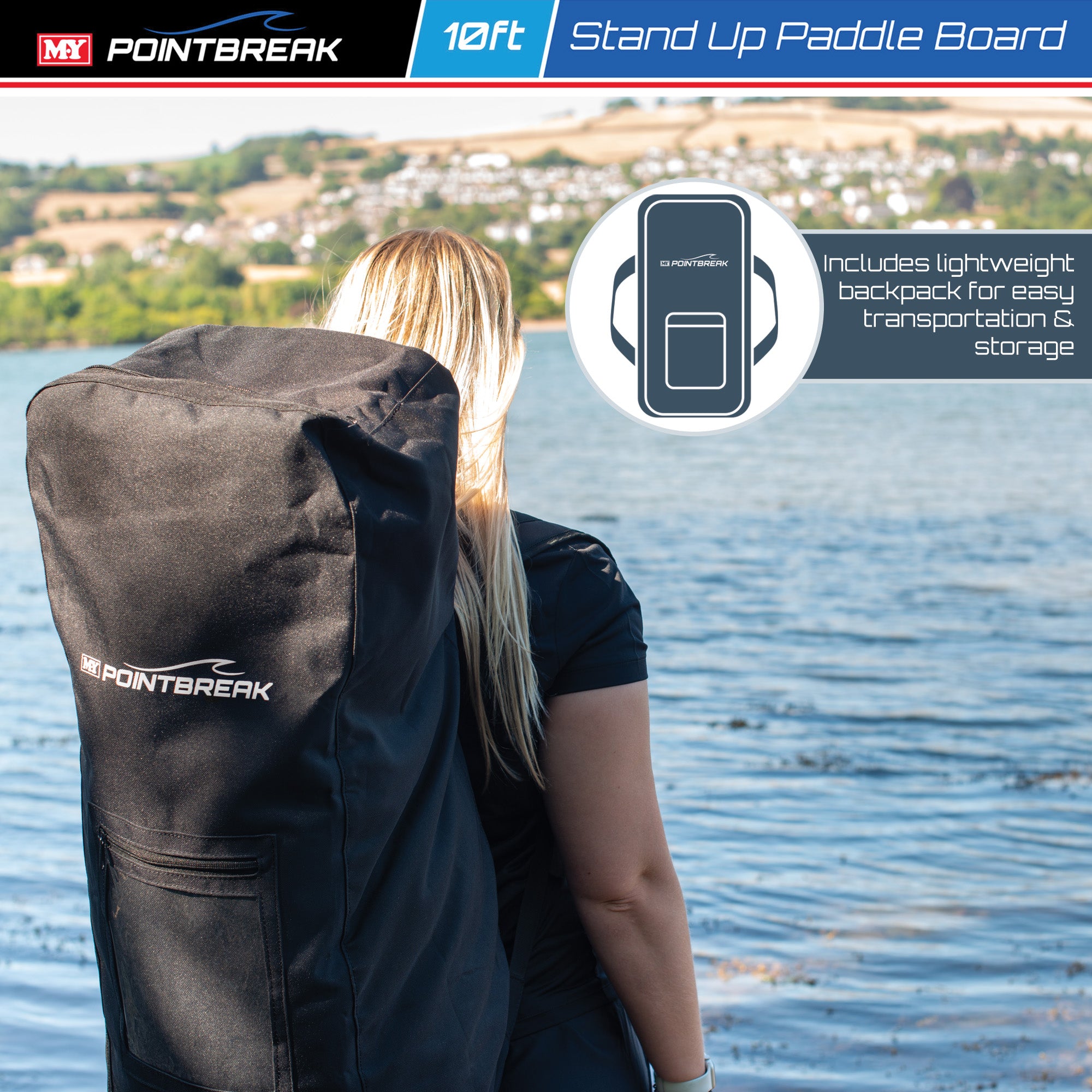 M.Y Point Break Paddle Boards 10ft Inflatable Stand Up Paddle Board Paddleboard Complete with Full SUP Accessories Package