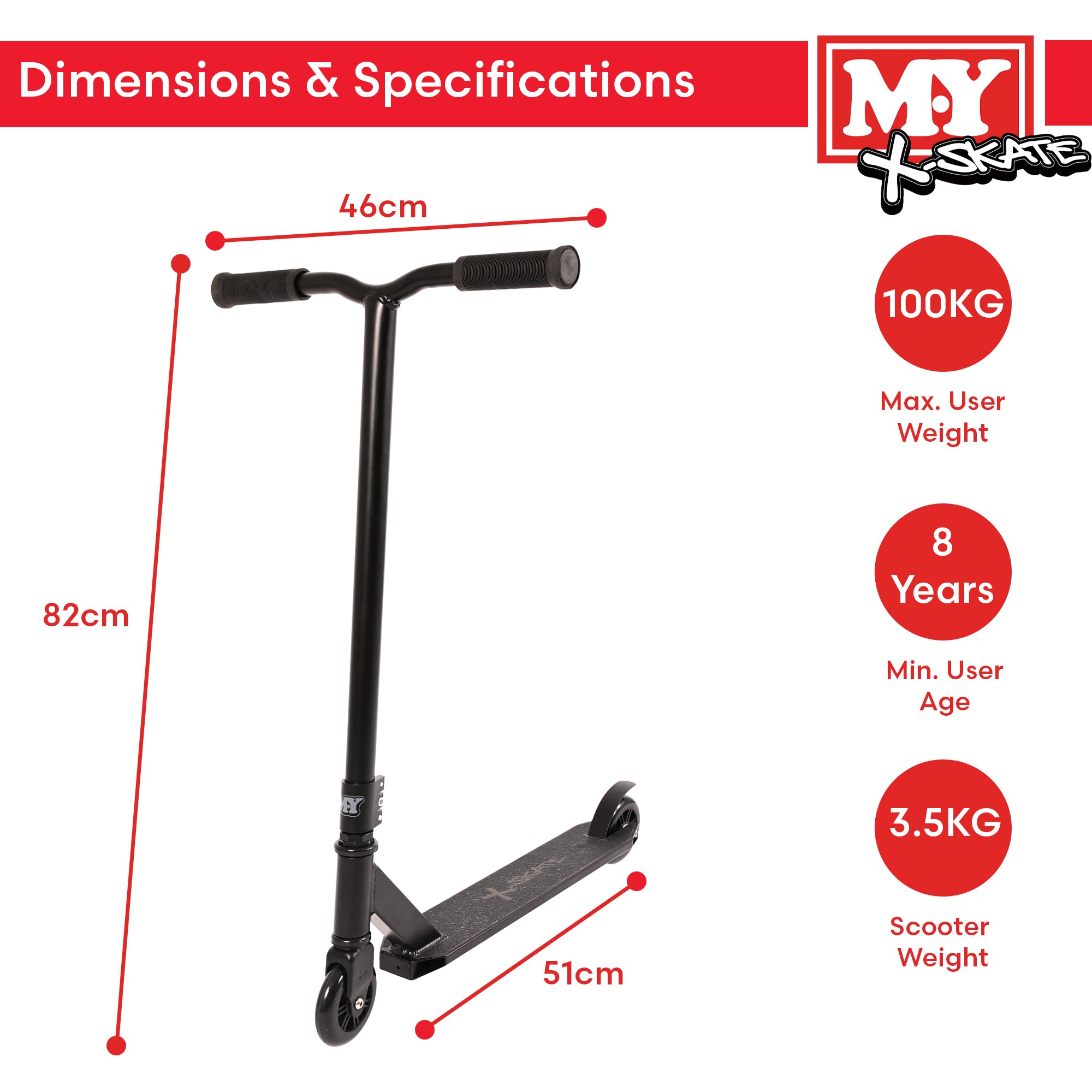 M.Y X-Skate Black Stunt Scooter XSK-007