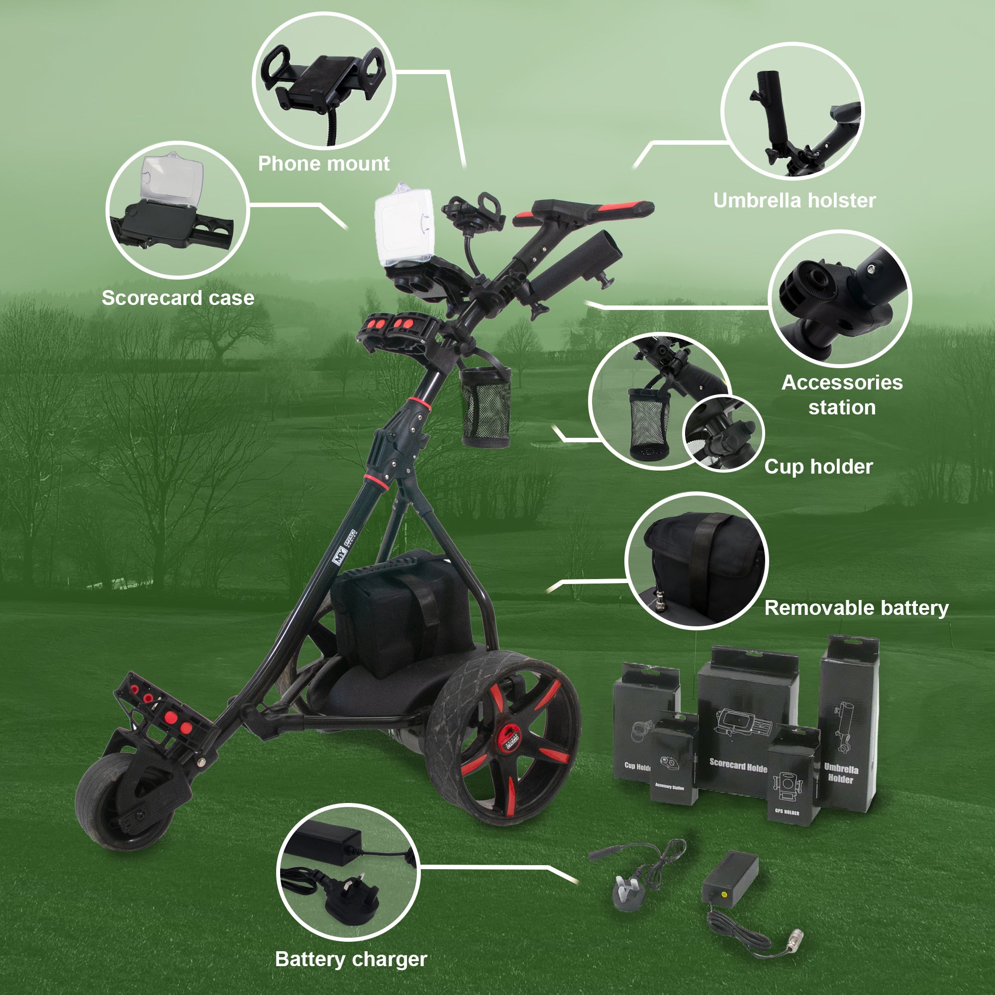 M.Y Pro Series Electric Golf Trolley | 9 Speed Auto Distance Function