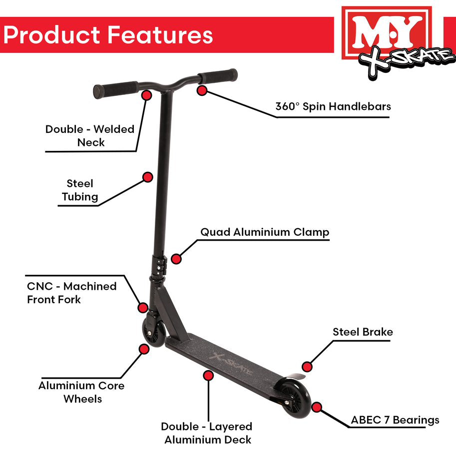 M.Y X-Skate Black Stunt Scooter XSK-007
