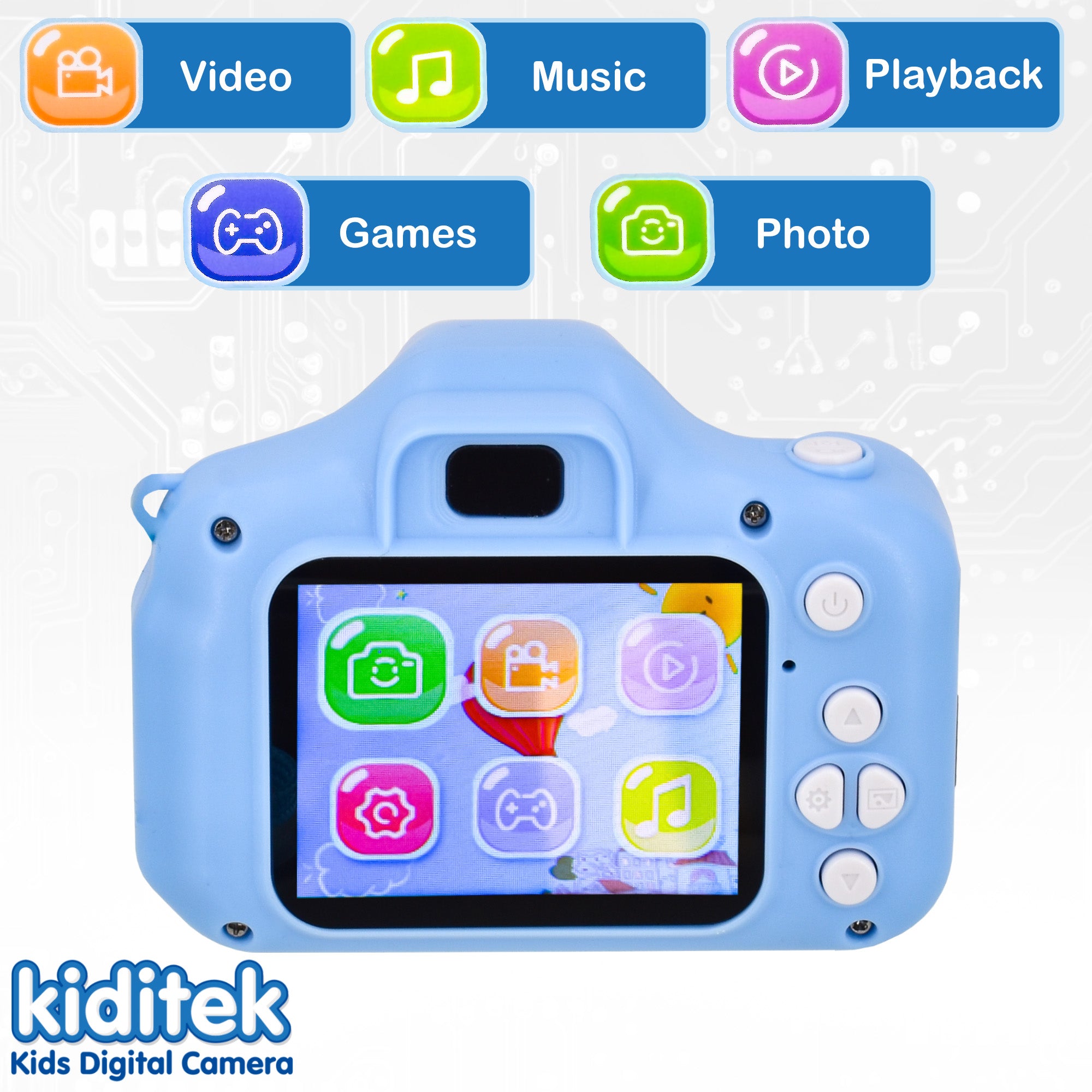 Kiditek by KandyToys Kids Digital Camera Full HD Colour Display 20MP Camera 2" Screen | Selfies, Video, Games, Photo Editing | 32GB SD Card |