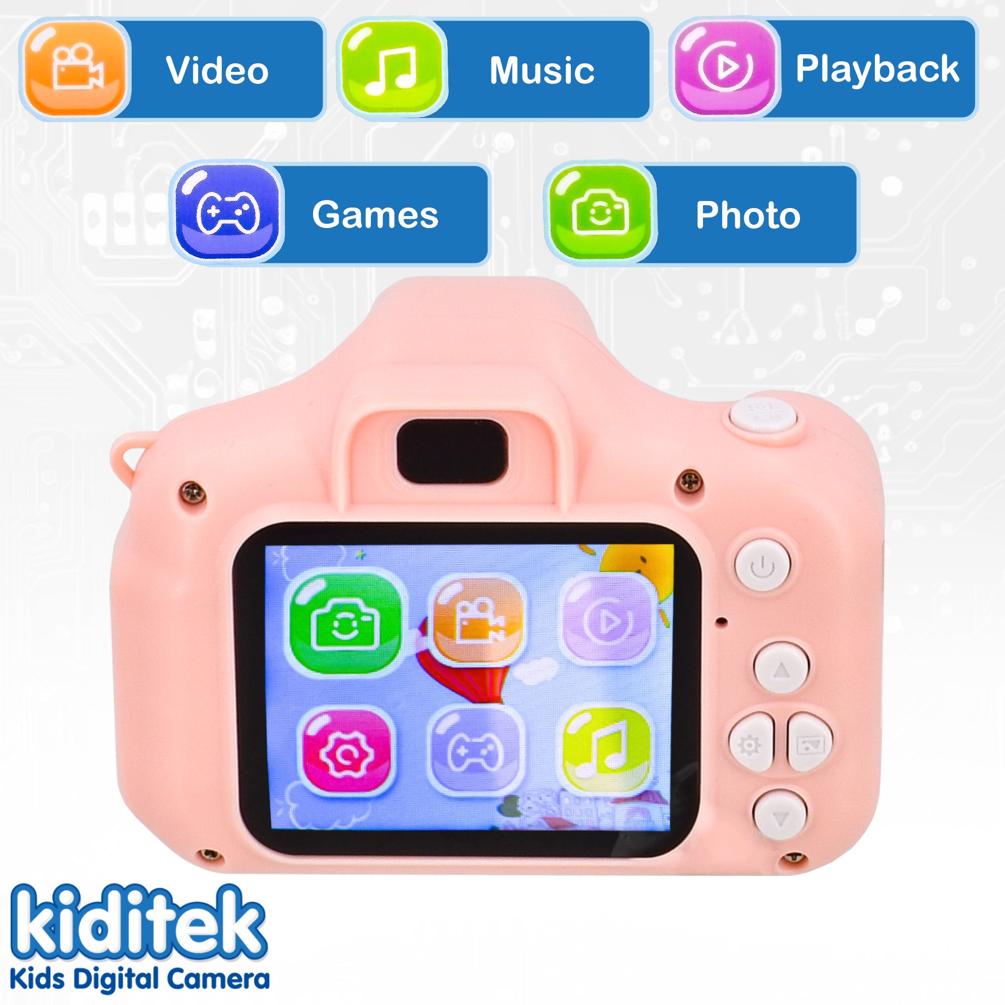 Kiditek by KandyToys Kids Digital Camera Full HD Colour Display 20MP Camera 2" Screen | Selfies, Video, Games, Photo Editing | 32GB SD Card |