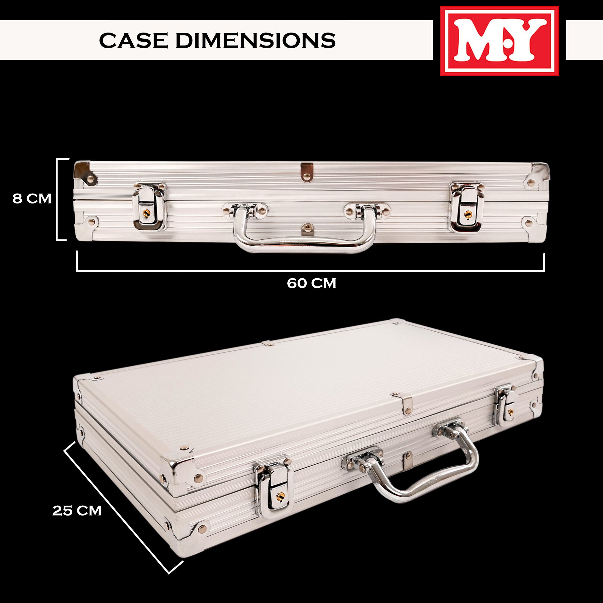 M.Y Texas Hold'em Poker Set - 500 Piece Set in Aluminium Case with 11.5g Heavyweight Poker Chips 2 Decks of Playing Cards Dealer Big Blind and Small Blind Buttons and 5 Dice