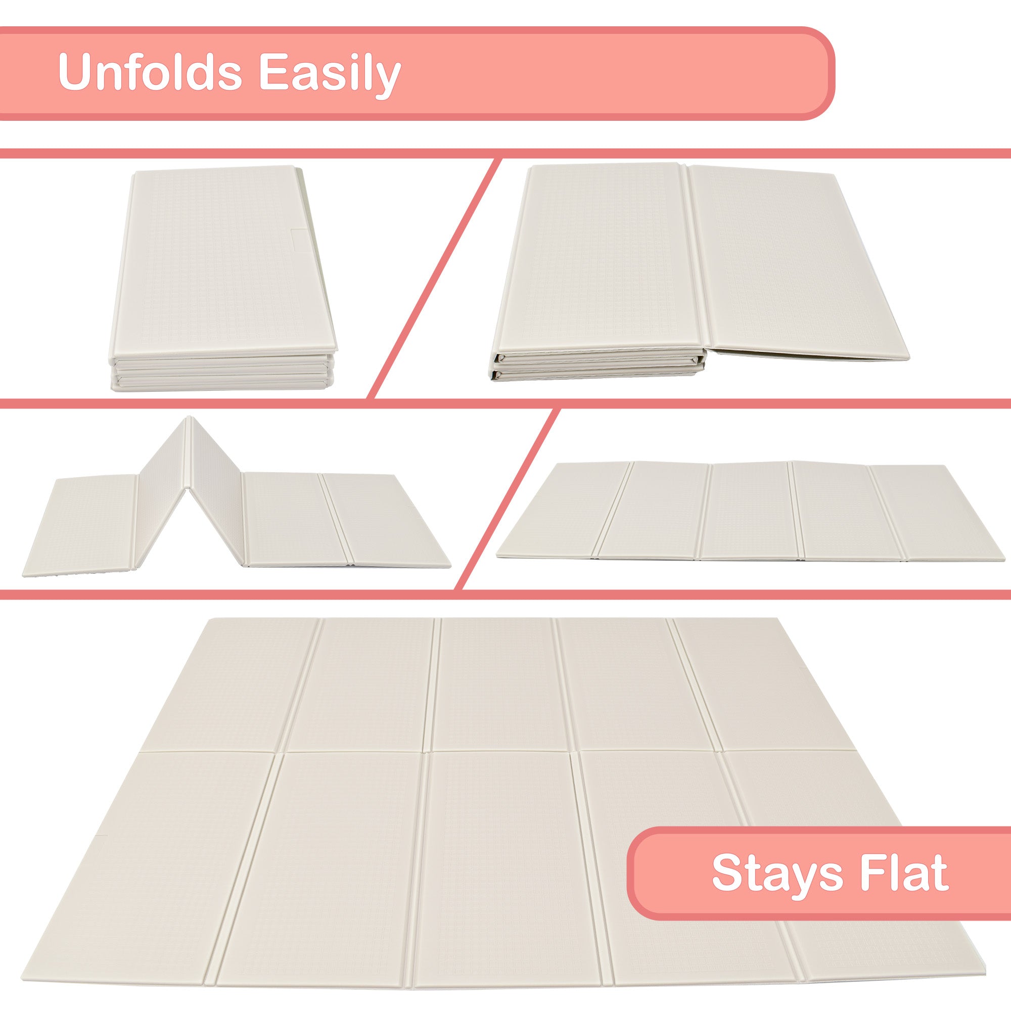 KandyToys 1.98m x 1.48m Grey Foldable Baby Play Mat | Thick Padded XPE Baby Crawl Mat | Waterproof | Safe