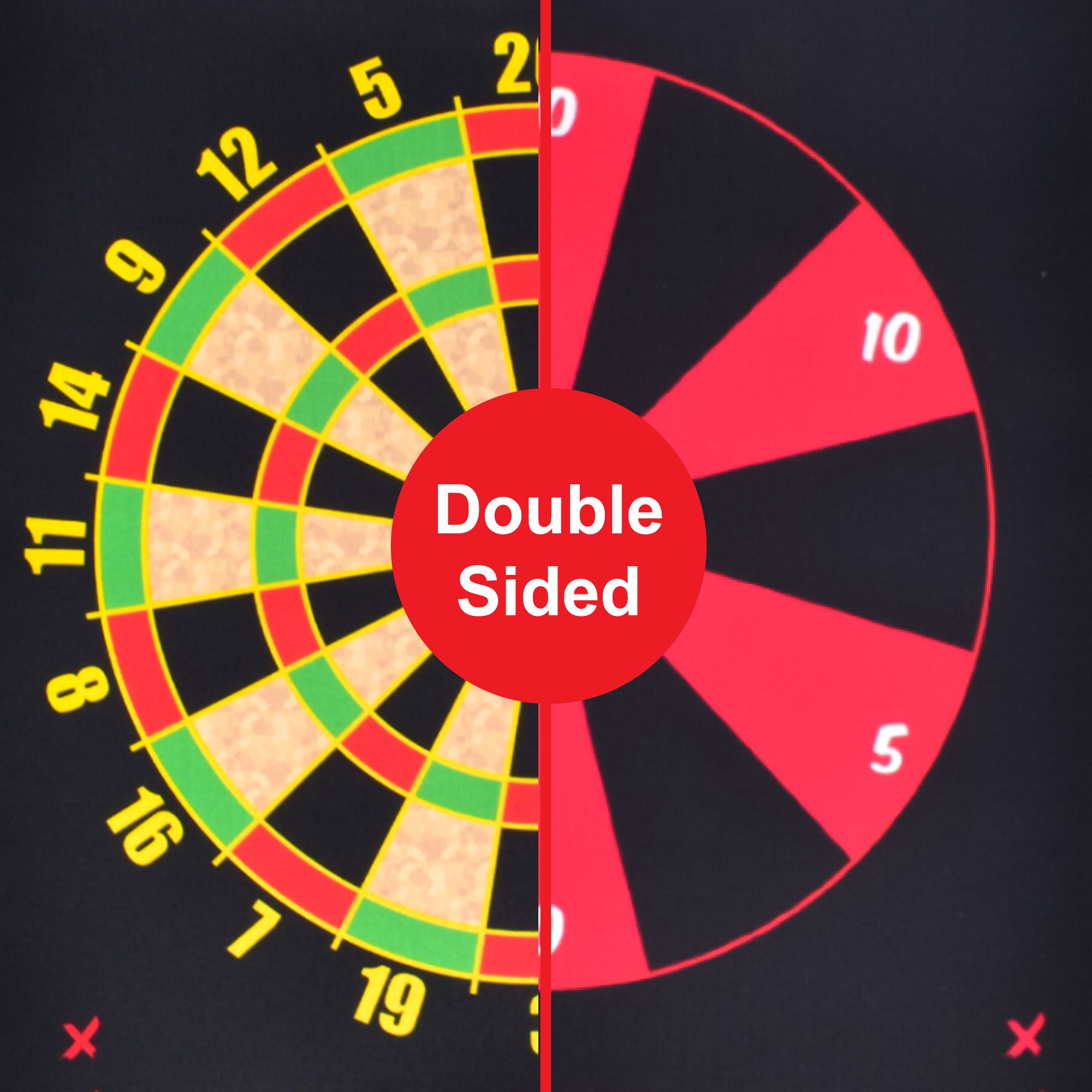 M.Y 15" Magnetic Dart Board with Unique Double Sided Games | Waterproof | Darts Games