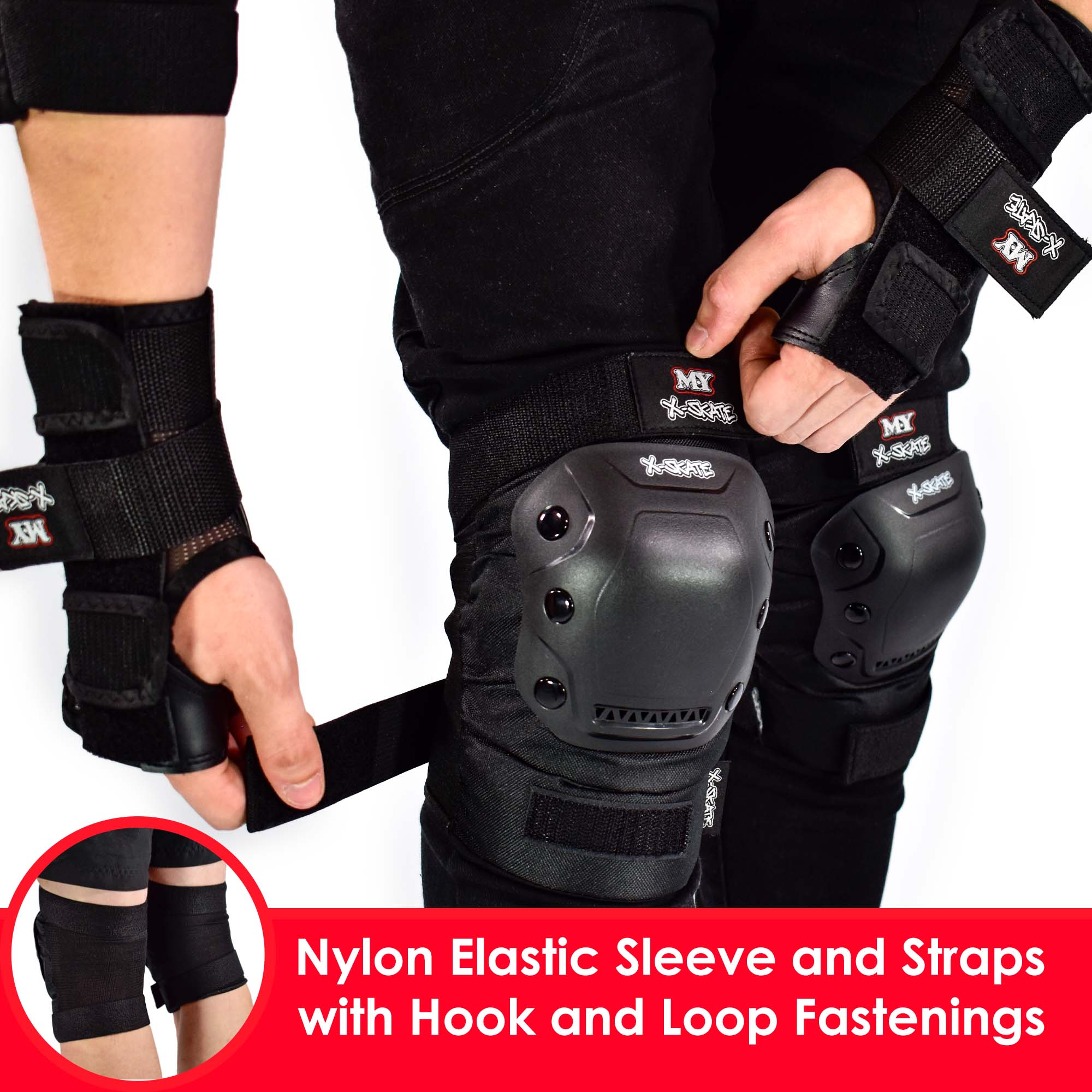 M.Y X-Skate Kids Protective Skate Pads for Knees Elbows and Wrists