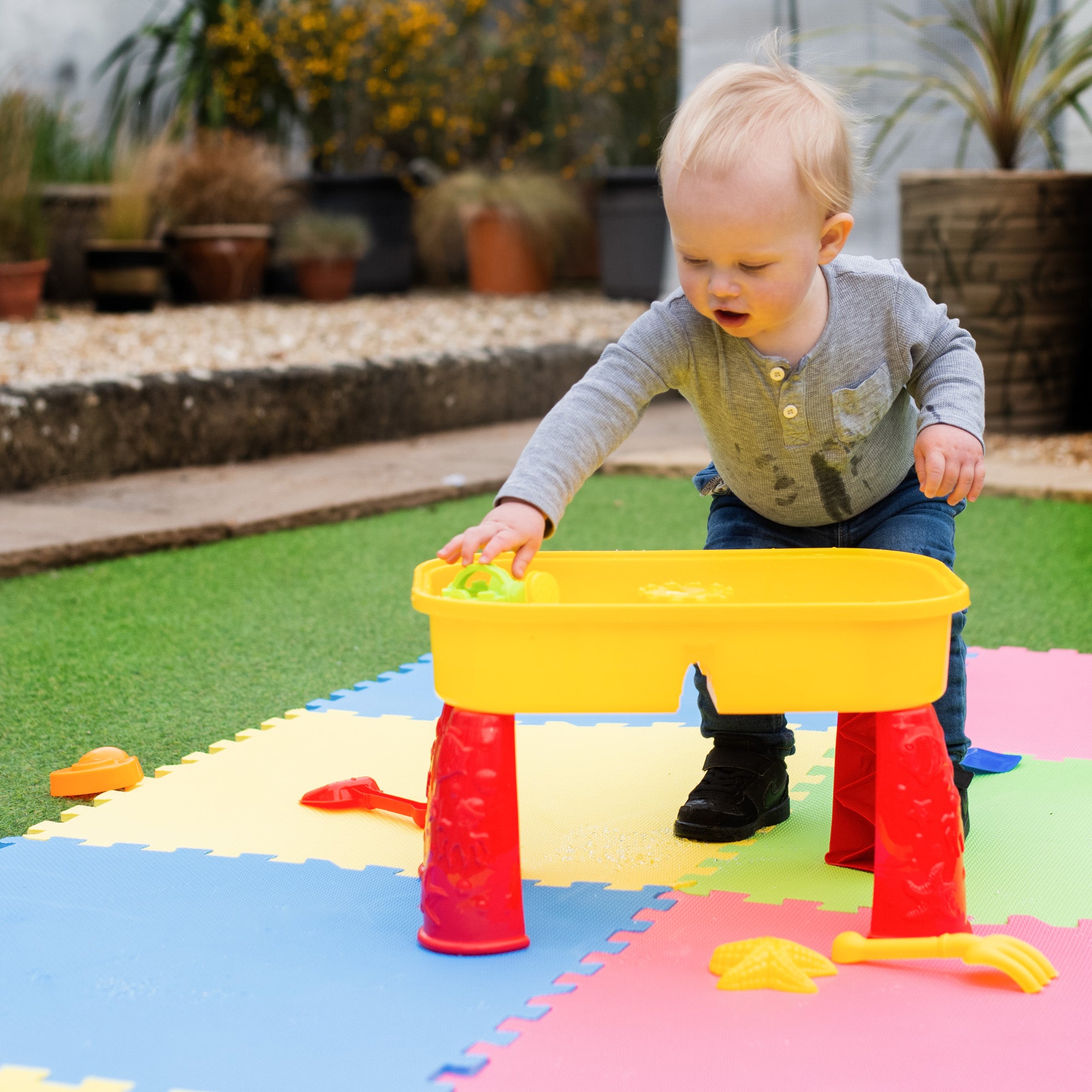KandyToys Sand and Water Table with Accessories - Kids Outdoor Play Garden Sandpit