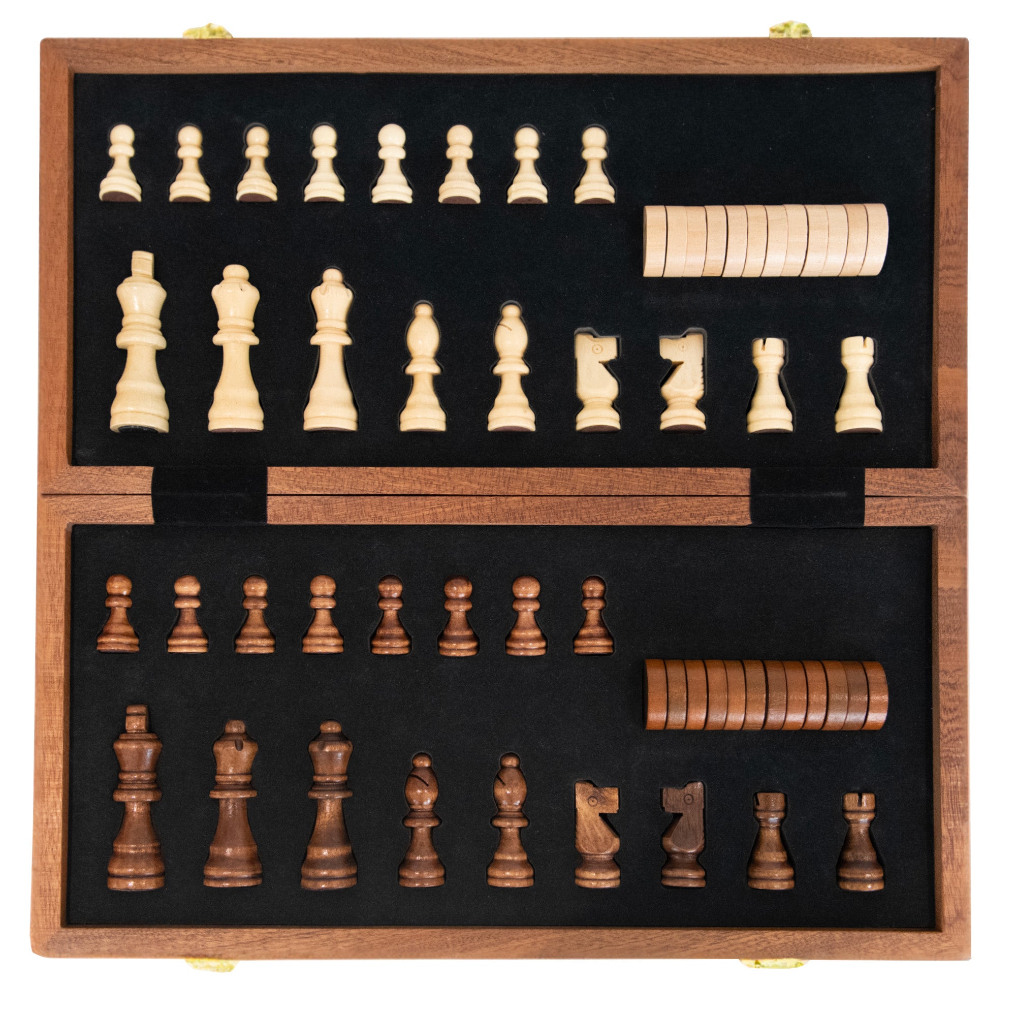 M.Y Premium 15" Wooden Magnetic Chess Set | Traditional Chess Board Game with Draughts for Kids & Adults