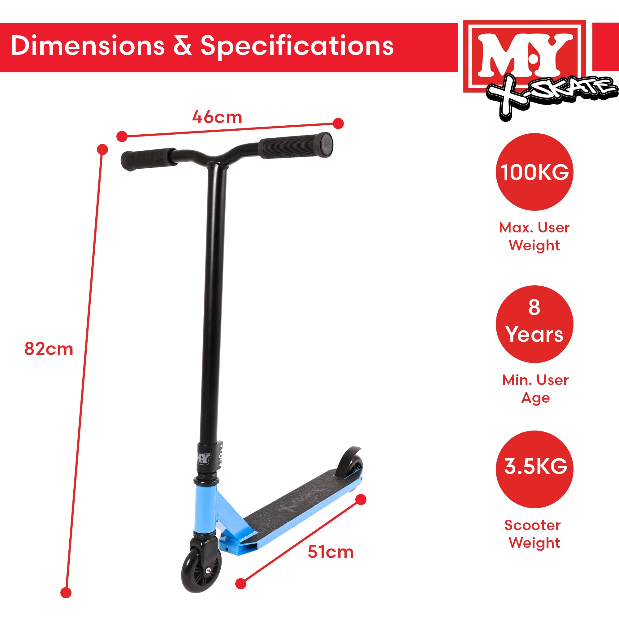 M.Y X-Skate Stunt Scooter - Trick Kick Scooter With ABEC 7 Chrome Bearings