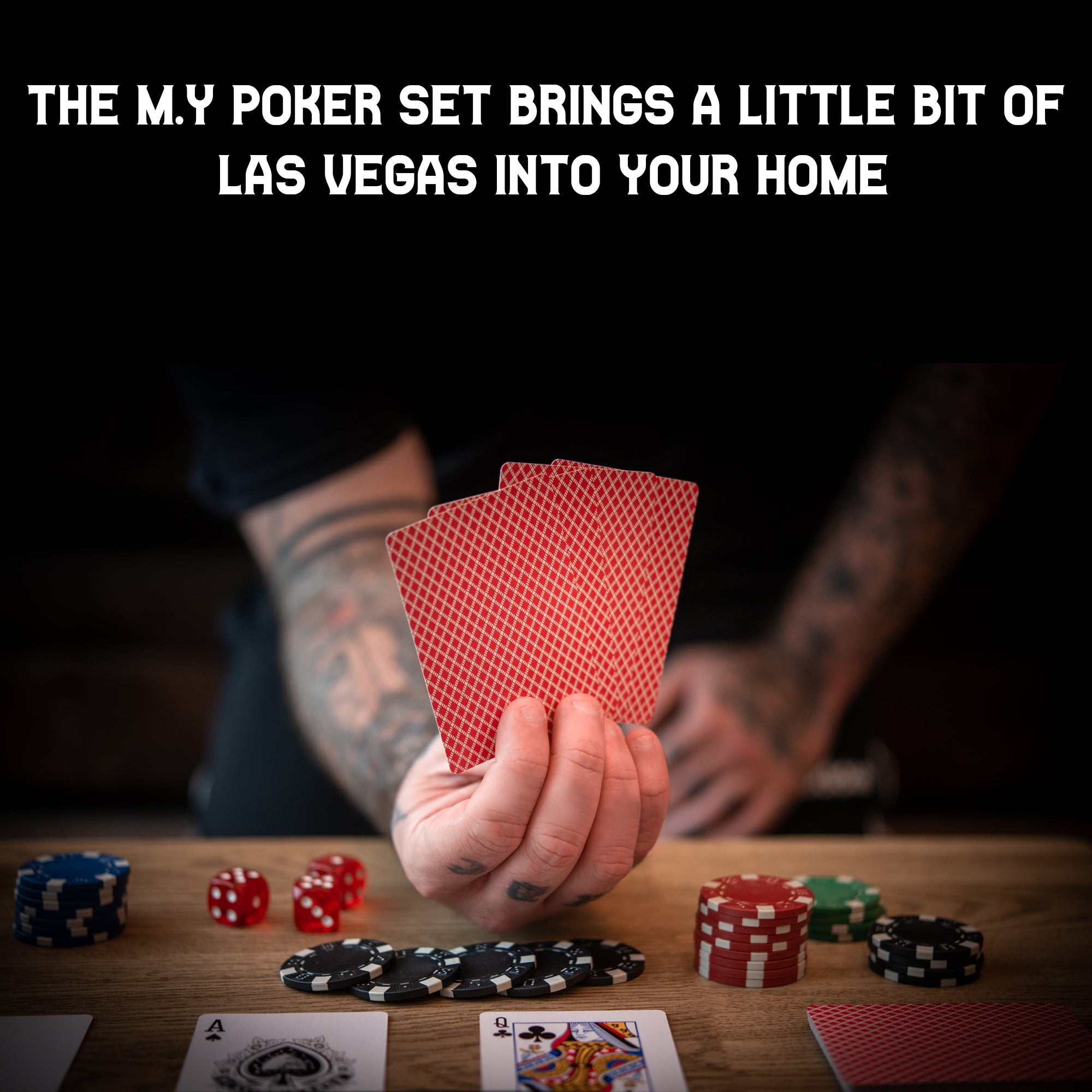 M.Y Texas Hold'em Poker Set -  300 Piece Set in Aluminium Case with 11.5g Heavyweight Poker Chips 2 Decks of  Playing Cards Dealer Big Blind and Small Blind Buttons and 5 Dice
