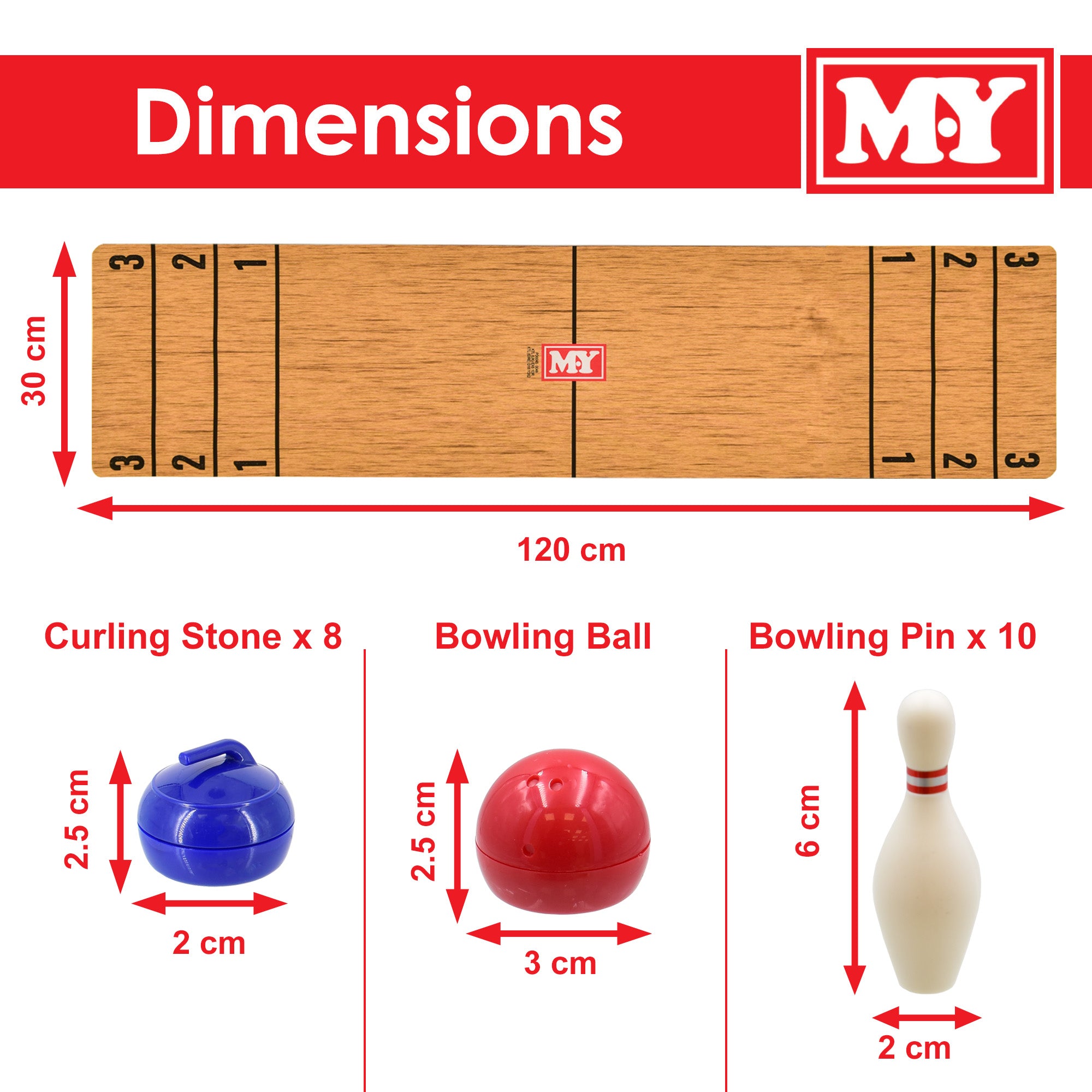 M.Y Table Top Shuffleboard, Bowling, Curling, 3-in-1 Family Table Top Games with Curling Balls, Pucks, Bowling Ball and Pins for Adults, Kids Games Nights