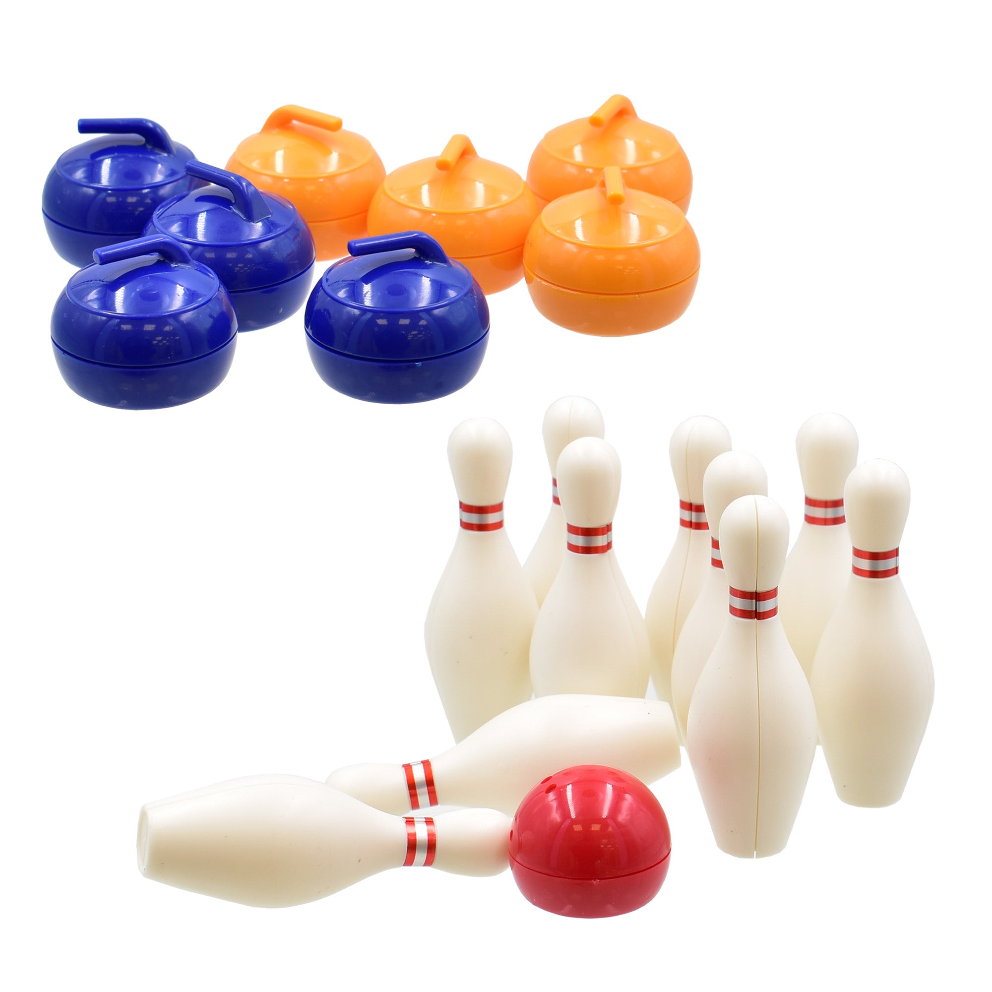 M.Y Table Top Shuffleboard, Bowling, Curling, 3-in-1 Family Table Top Games with Curling Balls, Pucks, Bowling Ball and Pins for Adults, Kids Games Nights