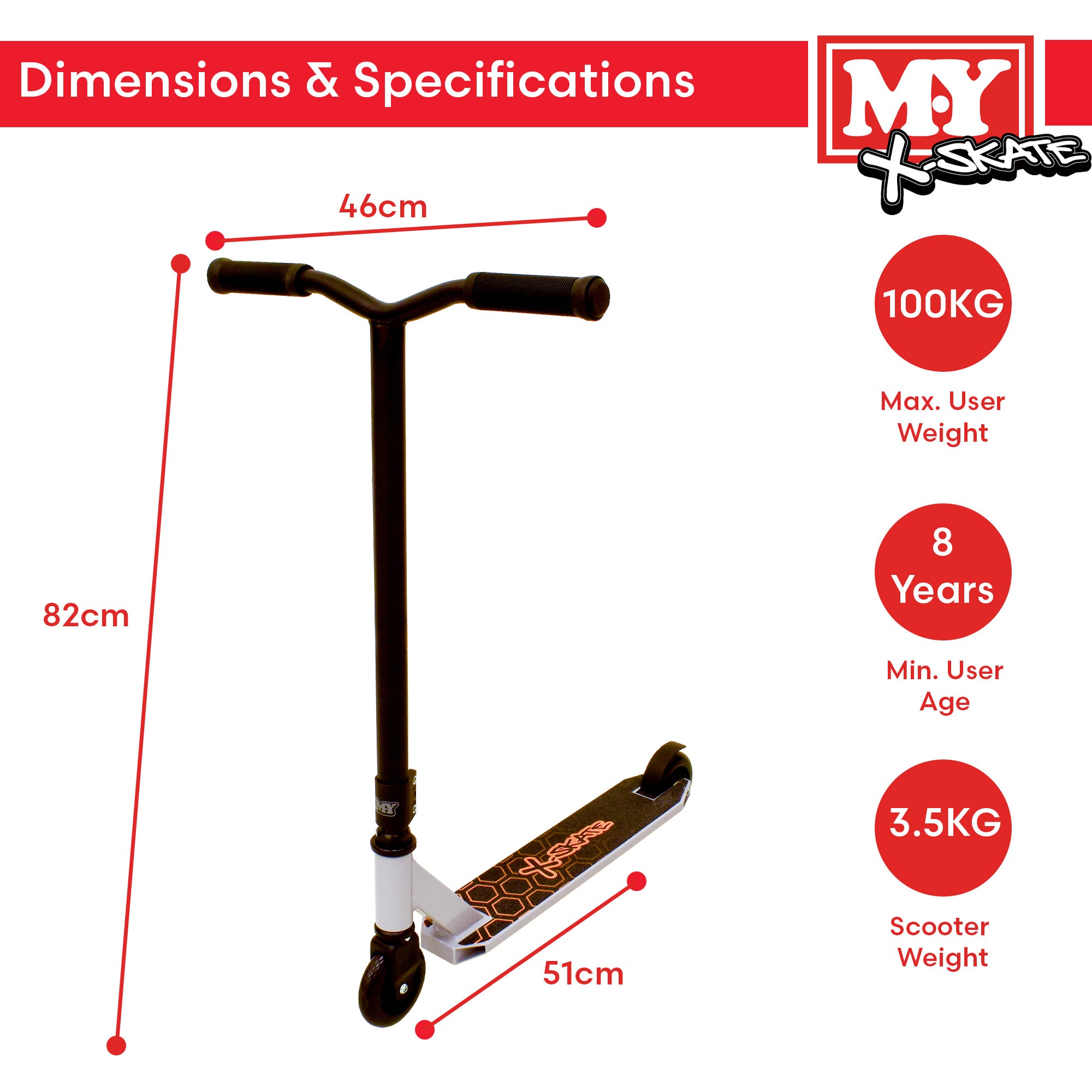 M.Y X-Skate XSG-007 Stunt Scooter - Trick Kick Scooter With ABEC 7 Chrome Bearings & 100mm Aluminium
