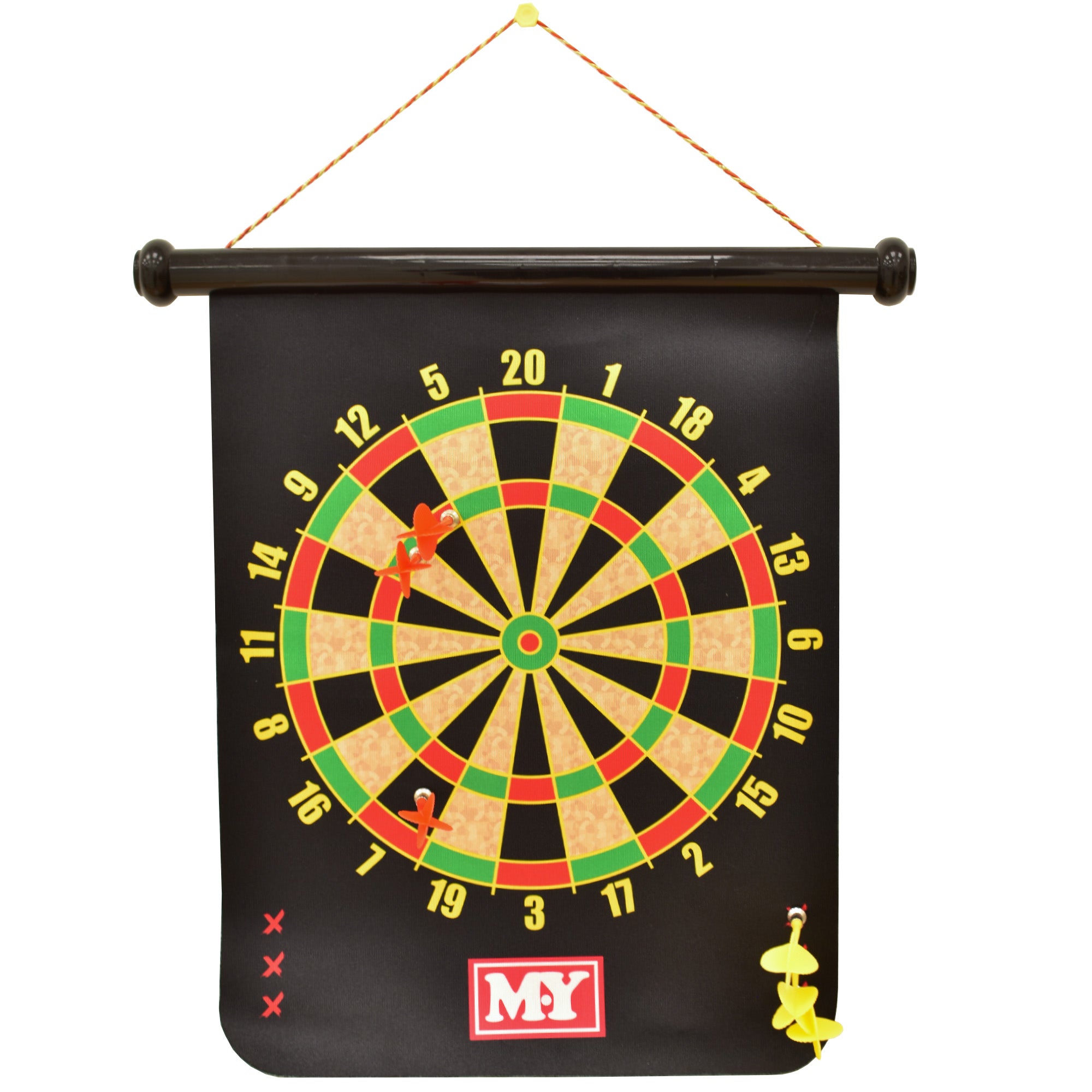 M.Y 15" Magnetic Dart Board with Unique Double Sided Games | Waterproof | Darts Games