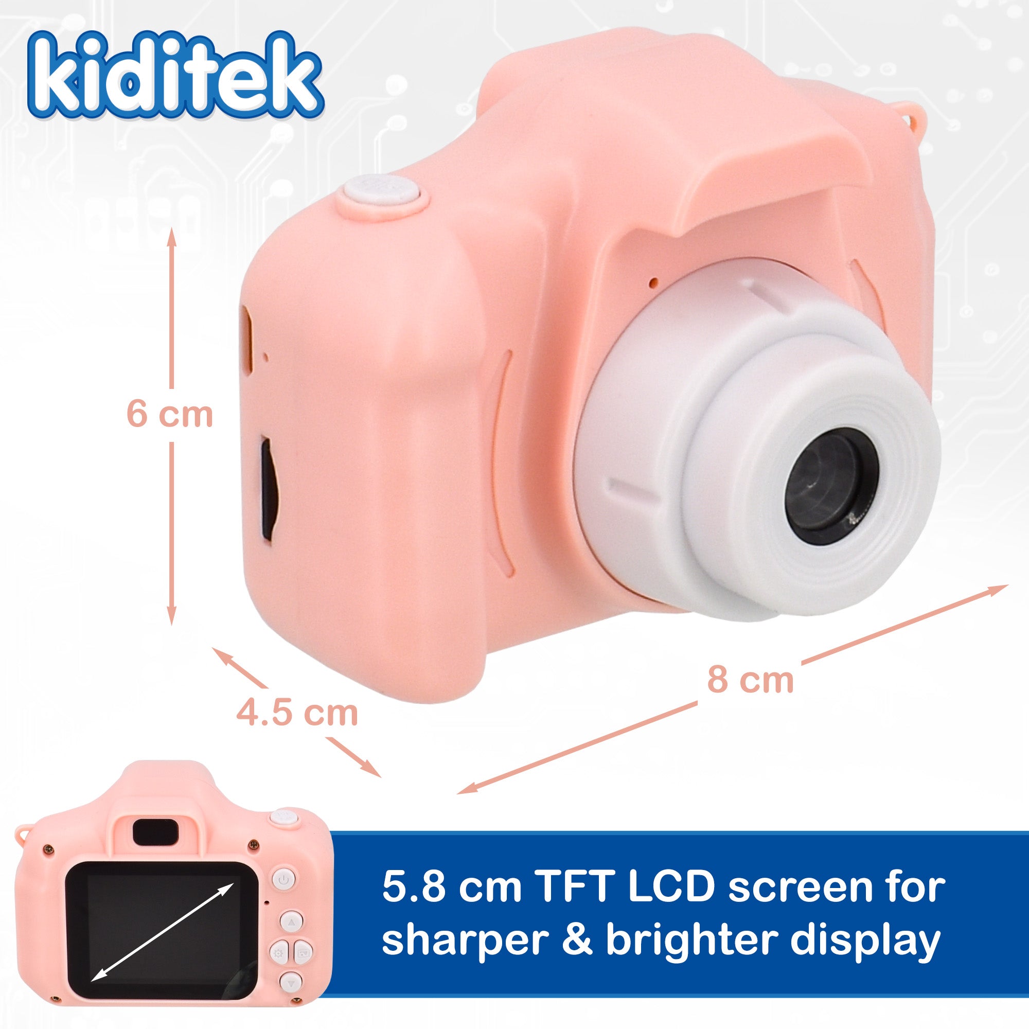 Kiditek by KandyToys Kids Digital Camera Full HD Colour Display 20MP Camera 2" Screen | Selfies, Video, Games, Photo Editing | 32GB SD Card |