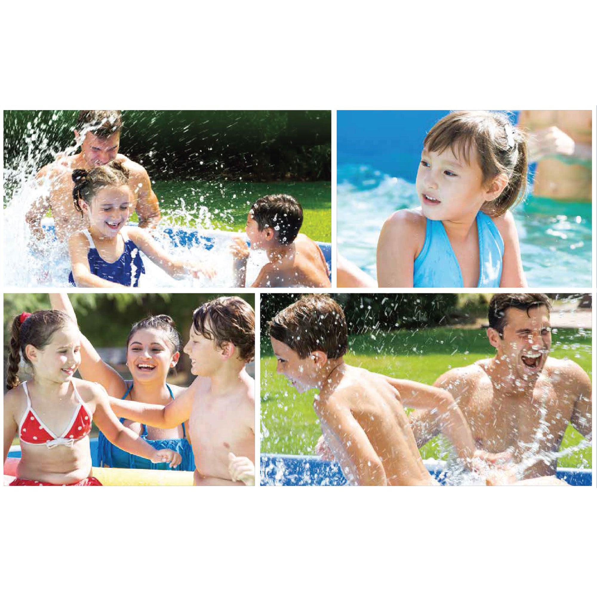 M.Y Splash 14ft x 42in Rattan Finish Metal Frame Swimming Pool Set with Filter Pump Ladder Pool Cover Ground Sheet 14ft Swimming Pool