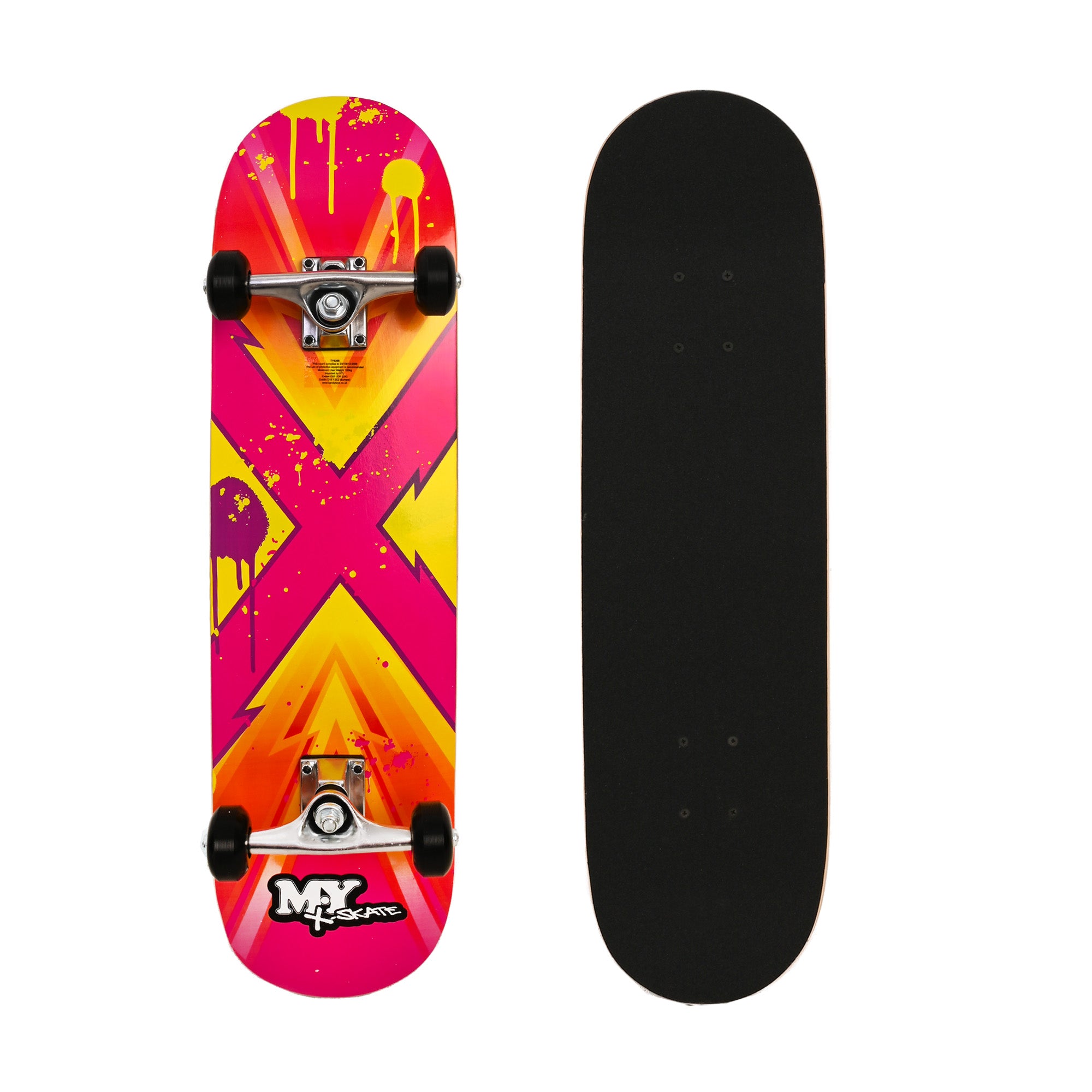 M.Y X-Skate Complete Skateboard 31" Double Kick Beginner Skateboard for Kids Teenagers & Adults 7 Ply Maple Deck ABEC 7 Bearings for tricks and skateparks