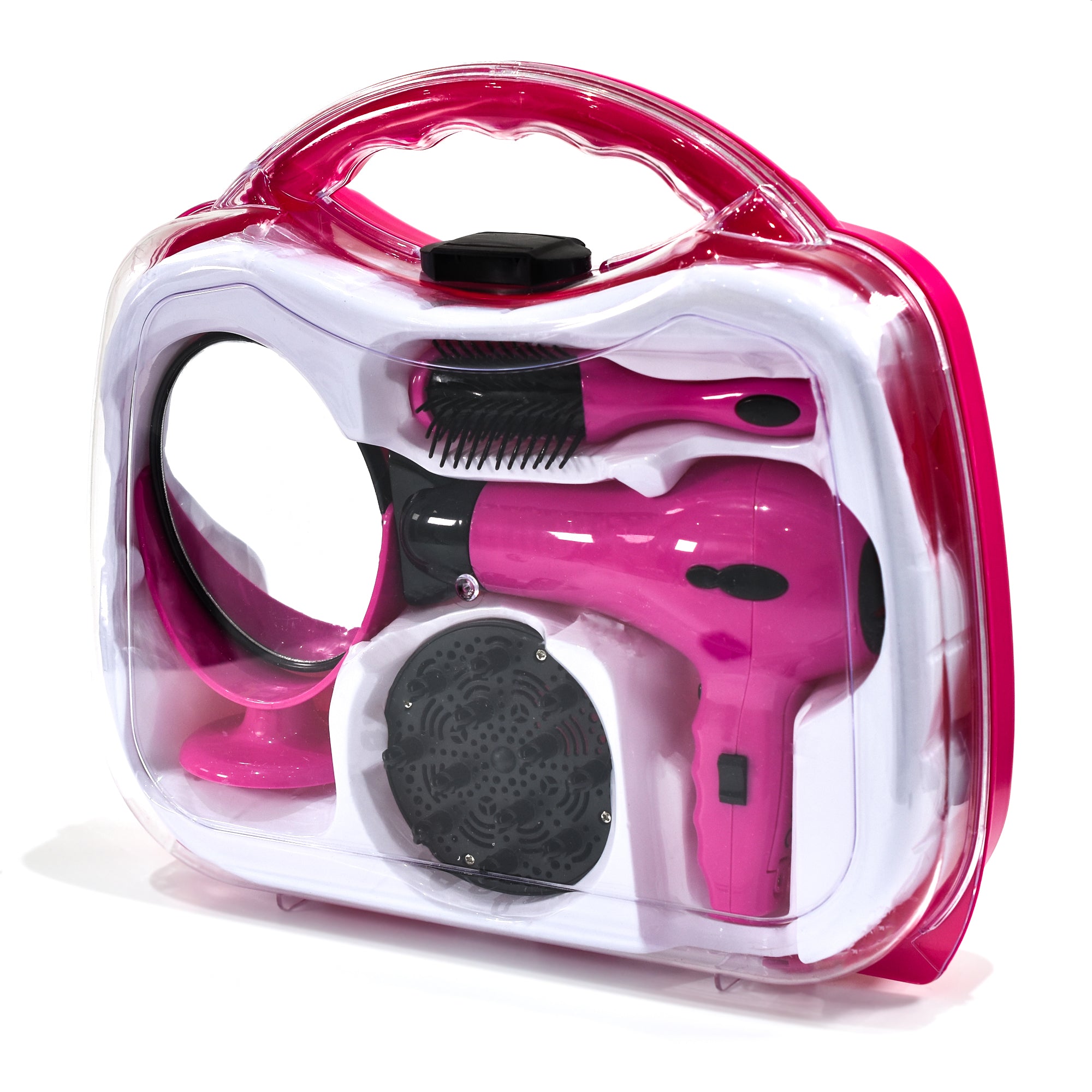 Girls Hairstyler Play Set in Carry Case | Battery Operated Hair Dryer Make Believe Play Set