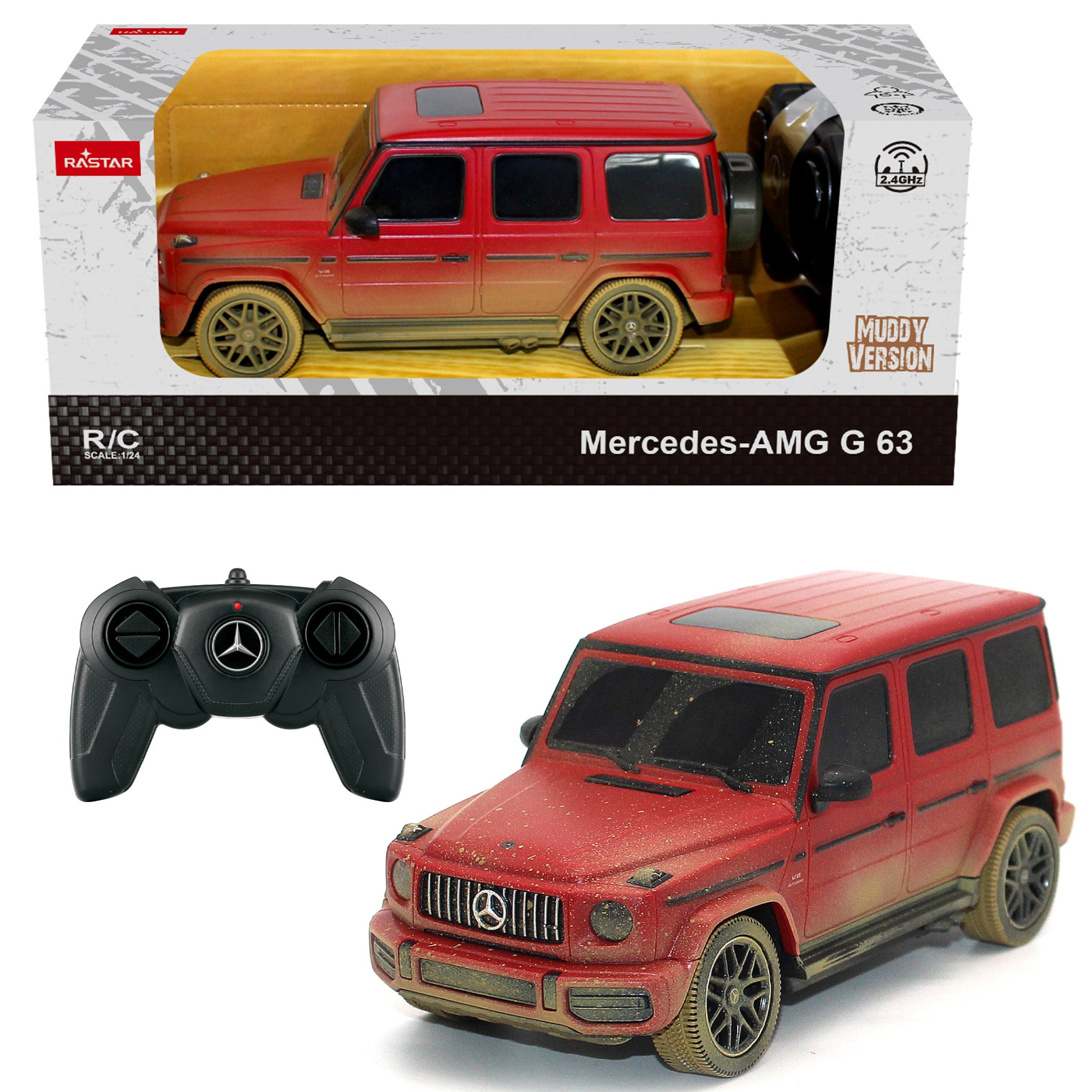 KandyToys Officially Licensed Mercedes Benz G63 AMG (Muddy Version) Remote Control Car 1:24 Scale | 20cm x 8cm | 2.4GHz | Rc Car