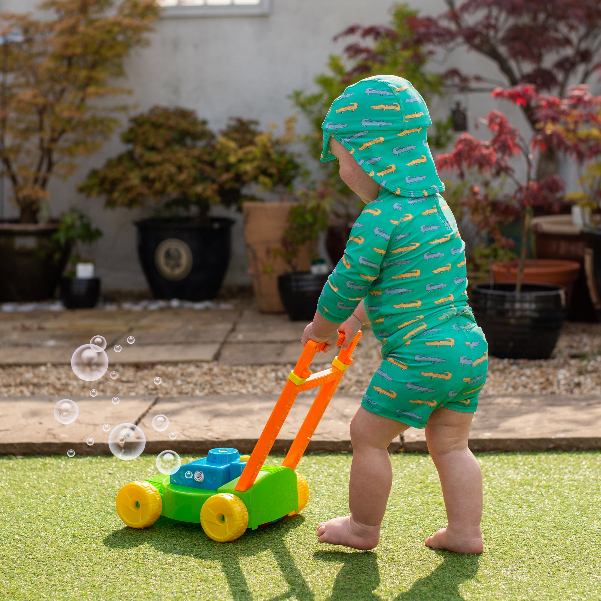 Auto Bubble Mower Spill-proof Bubble Lawn Mower Toy with Bubble Solution