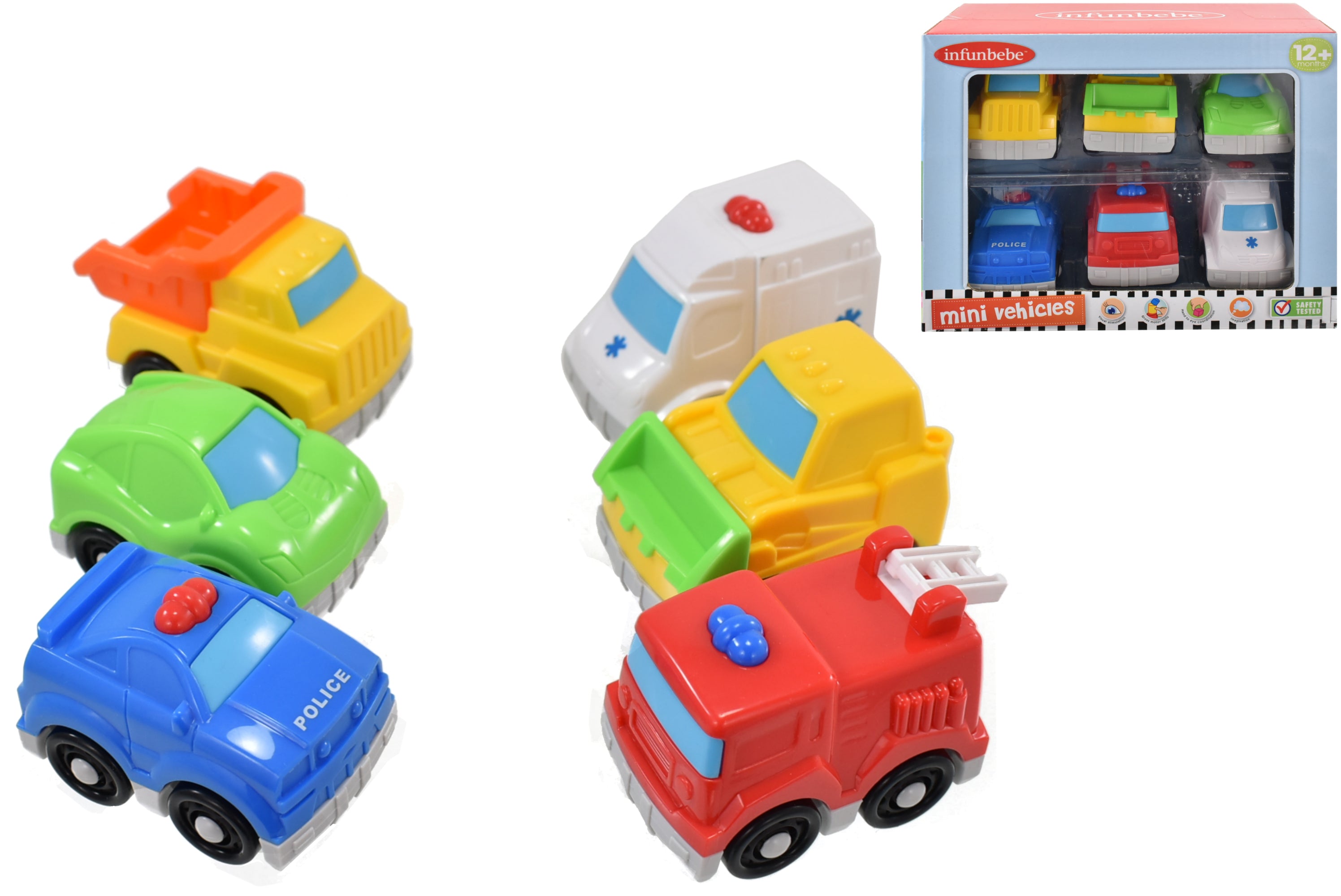 KandyToys Baby Toys 6 Piece Mini Rescue Car Set | Toddler Toys | Mini Ambulance, Police Cars & Fire Engines | 12 Months +