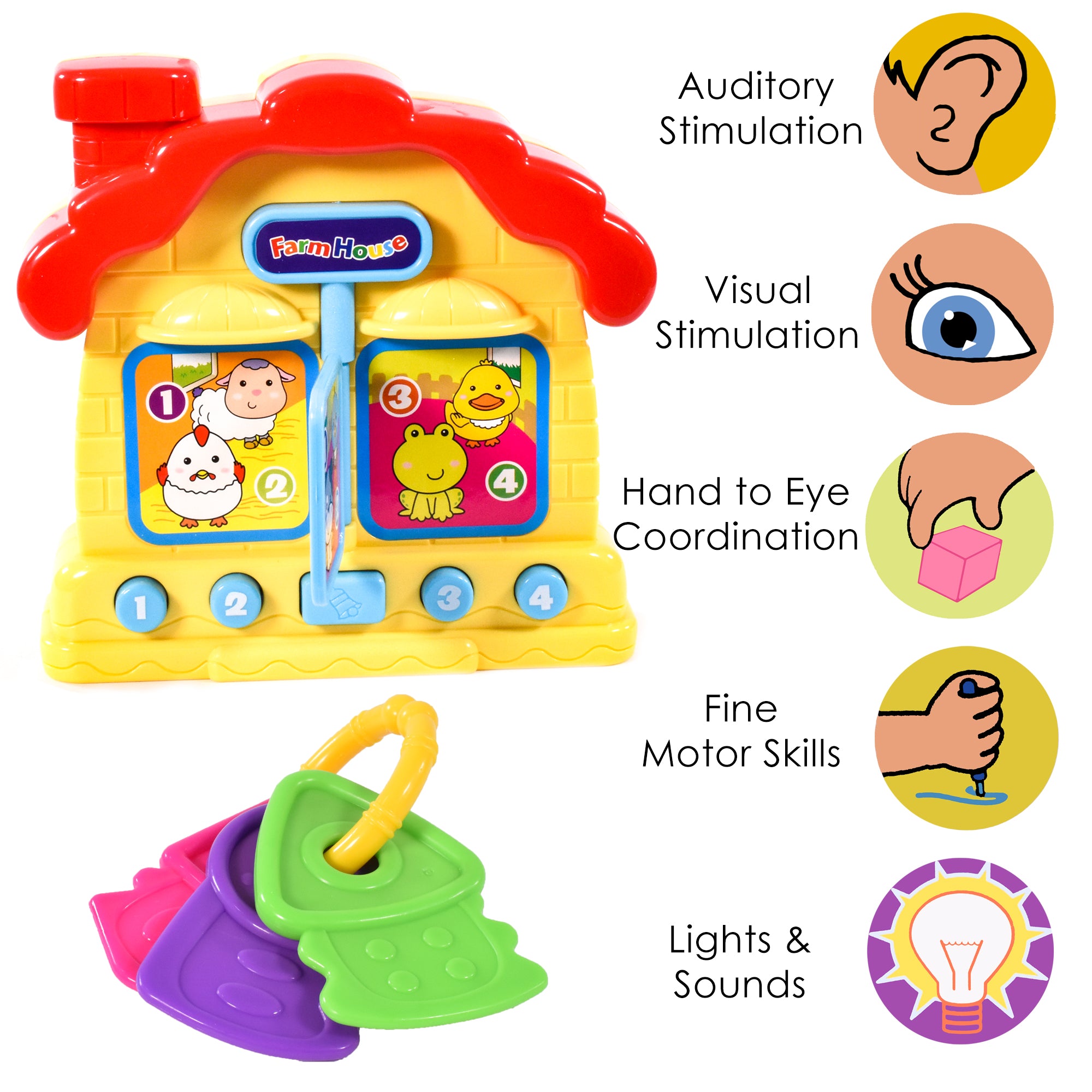 KandyToys Animal Farm House and Keys with Lights & Sound | Baby Toys | Ages 6 Months +