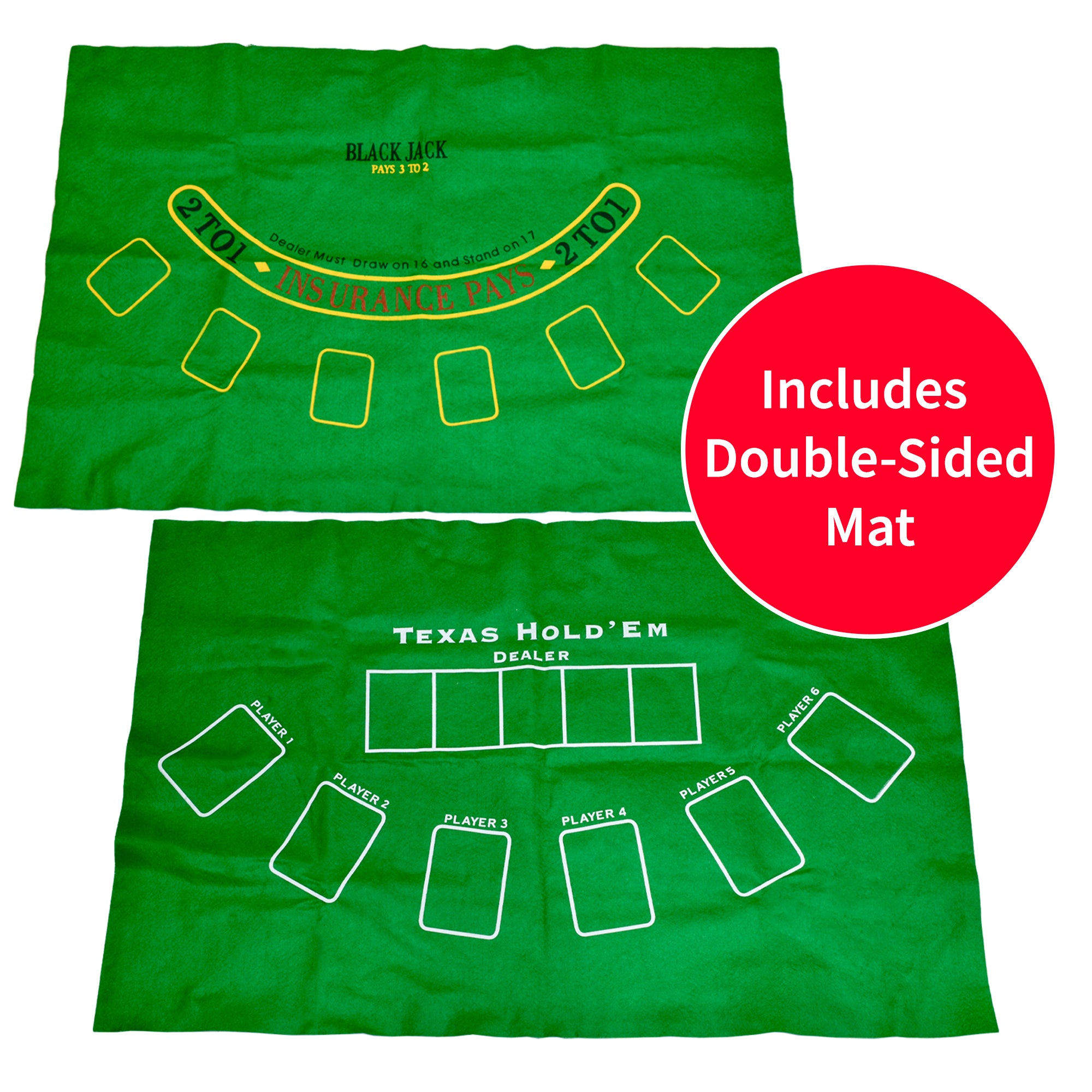 M.Y Texas Hold'em Poker & Blackjack Set - Includes Poker Chips Deck of Cards and Mat