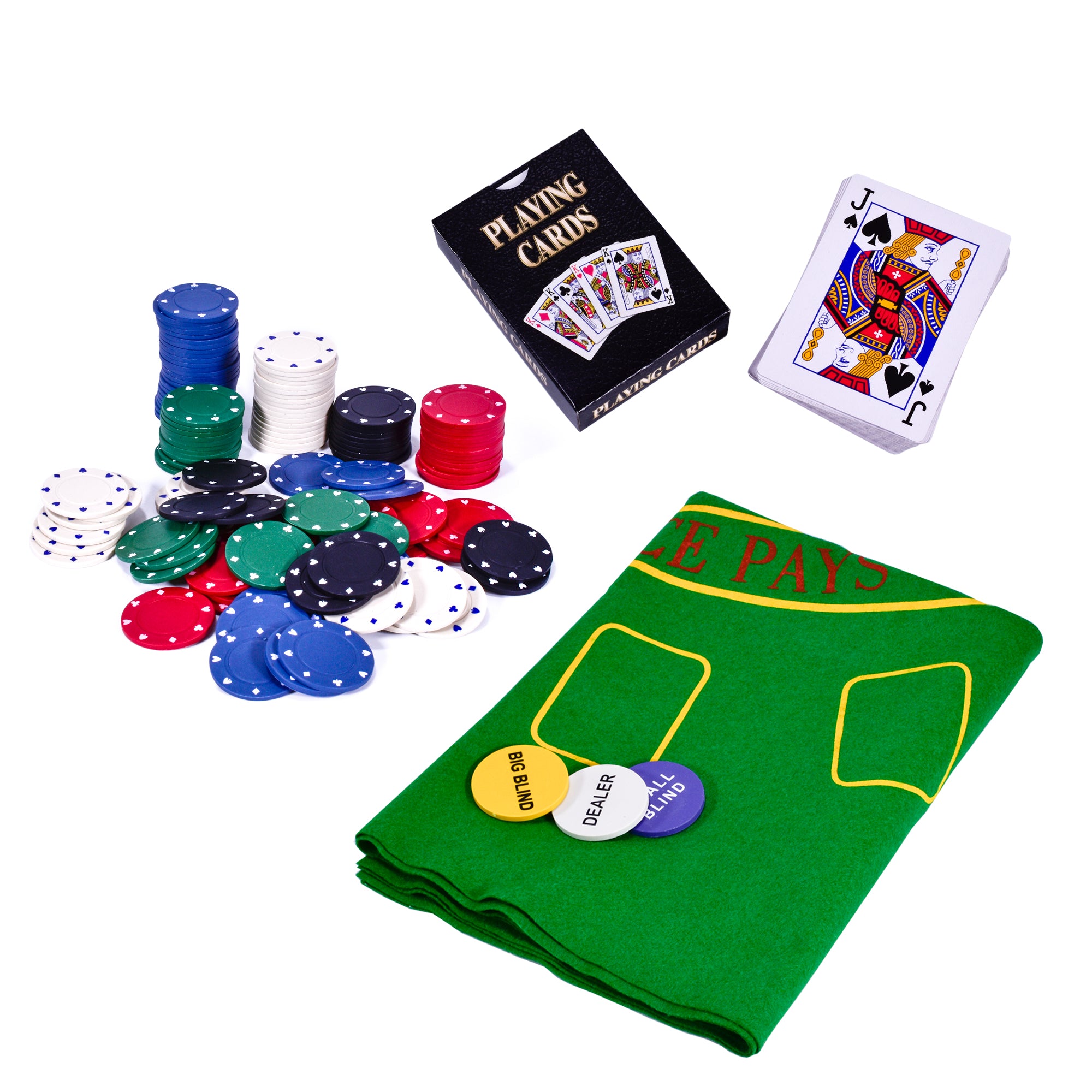 M.Y Texas Hold'em Poker & Blackjack Set - Includes Poker Chips Deck of Cards and Mat
