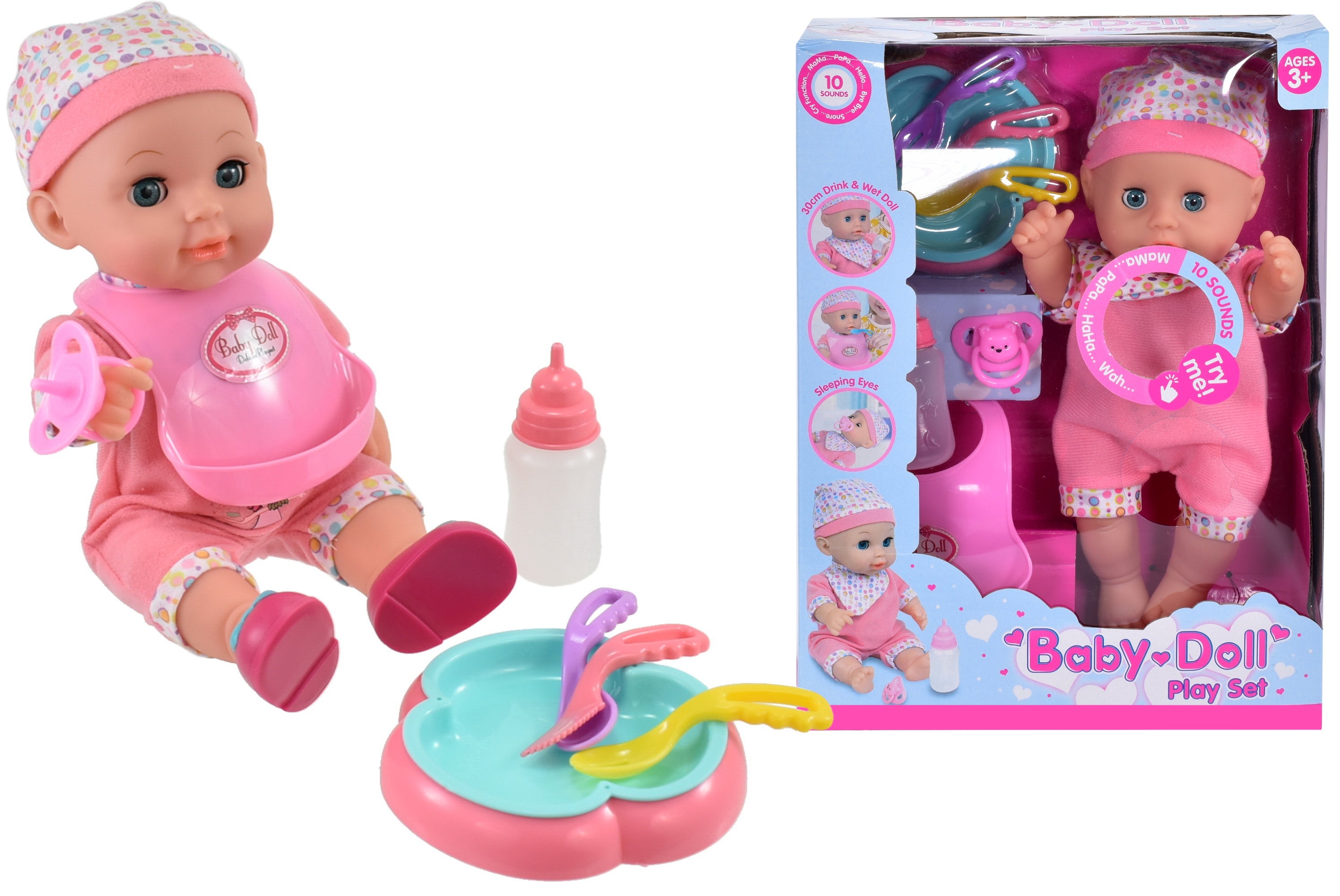 KandyToys Drink & Wet Baby Doll Set with Bottle & Doll Accessories | Kids Toys | Baby Doll Set