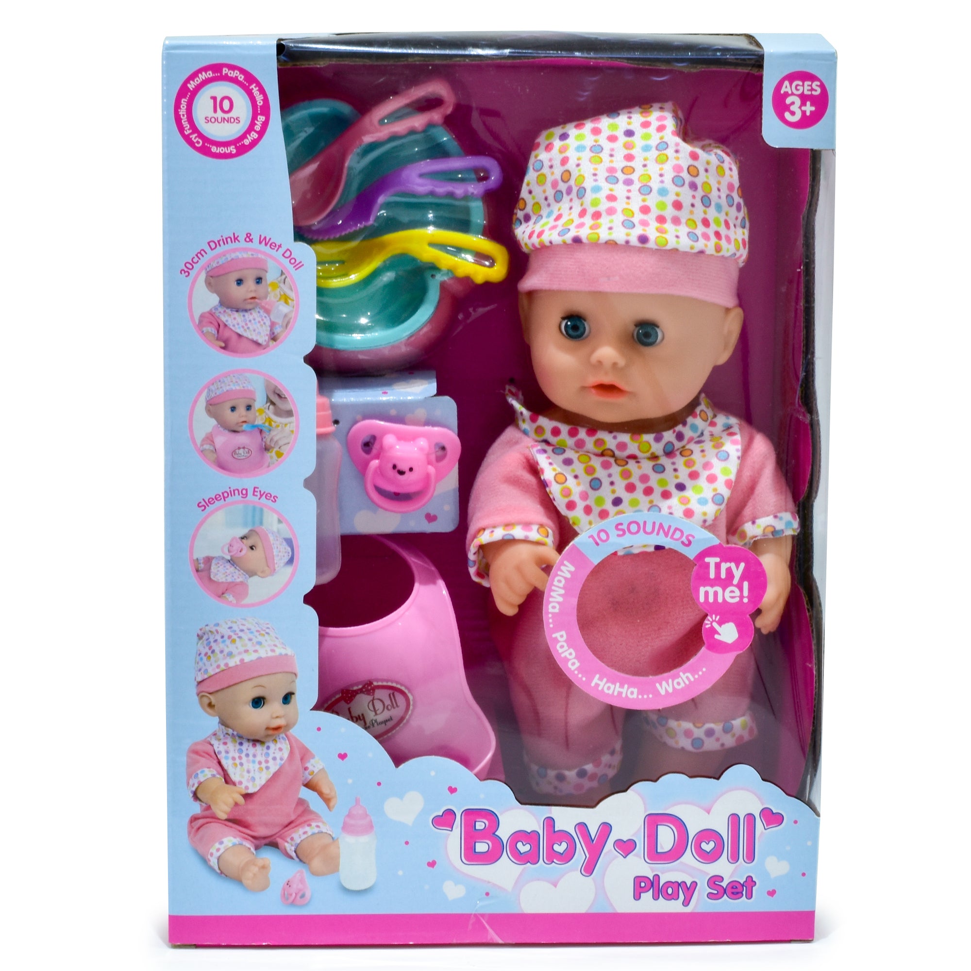 KandyToys Drink & Wet Baby Doll Set with Bottle & Doll Accessories | Kids Toys | Baby Doll Set