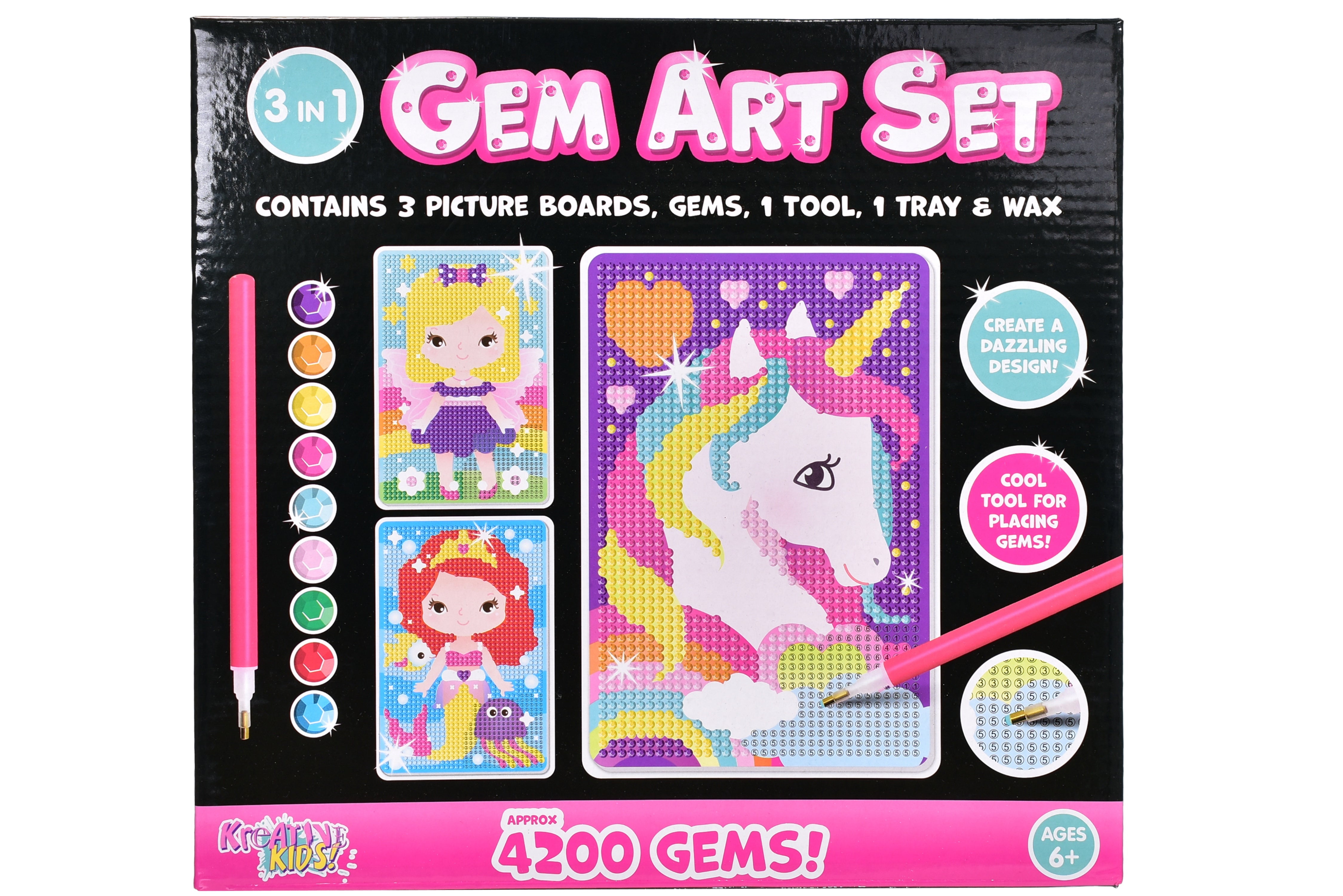 Kreative Kids Gem Art Set | Create 3 Picture Boards - 42000 Gems | Arts and Craft Set | Ages 6+