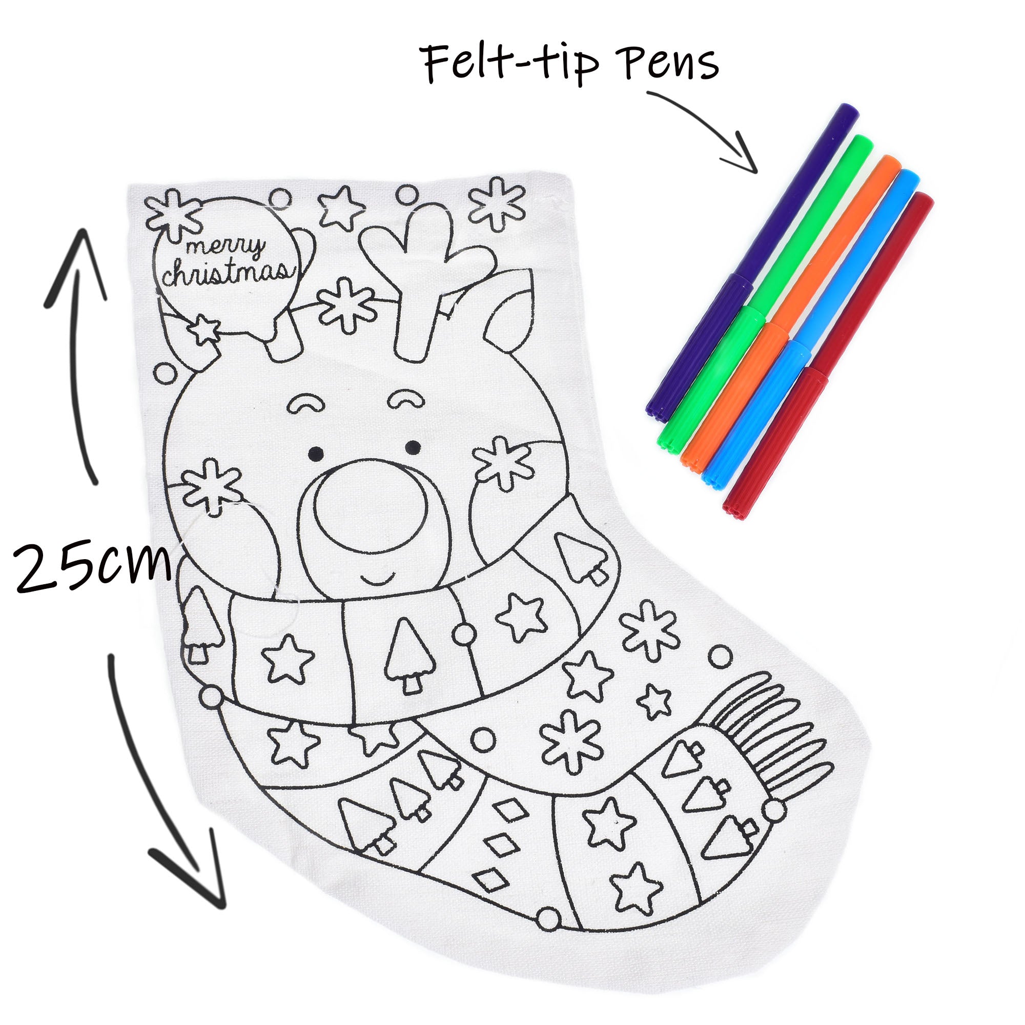 Kreative Kids Christmas Craft Kit | Create Your Own Colour In Christmas Stockings | 2 Assorted Designs | Christmas Gift | Christmas Stocking Filler