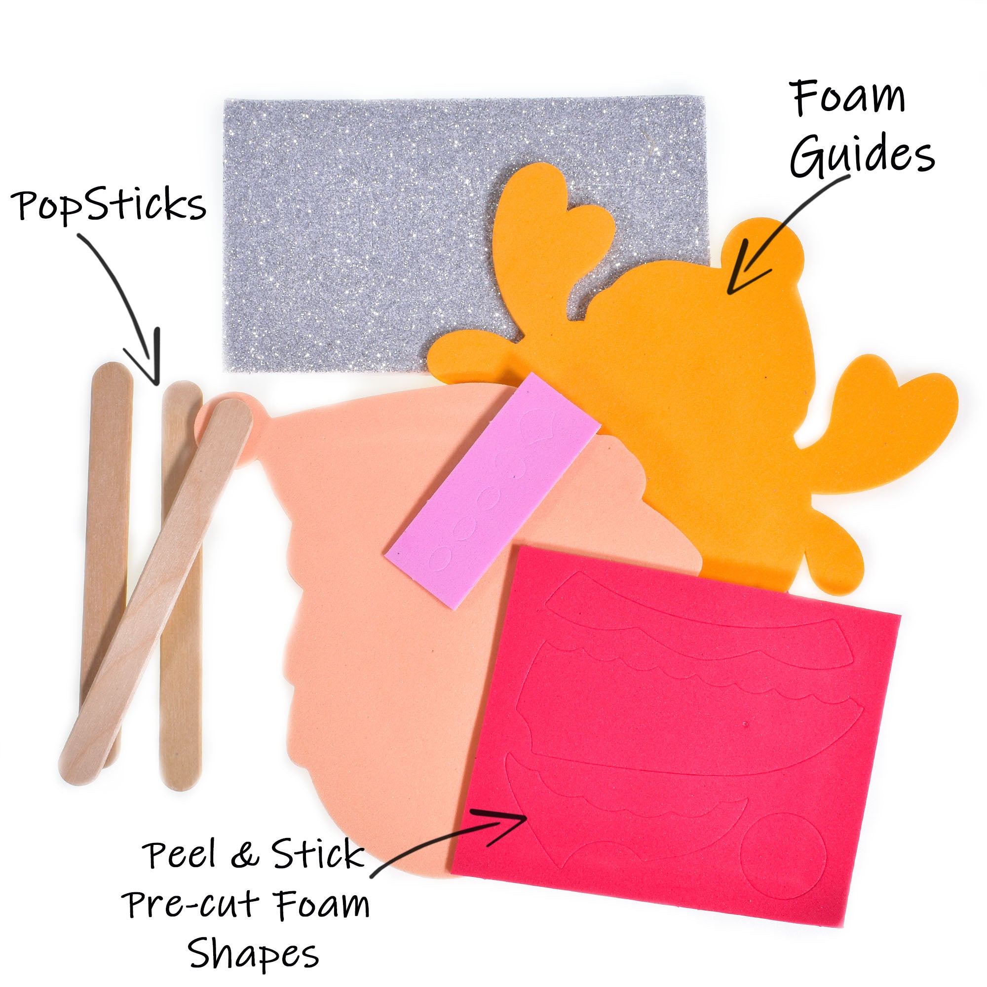Kreative Kids Christmas Craft Kit - Create Your Own Popstick Puppets - 2 Assorted Designs