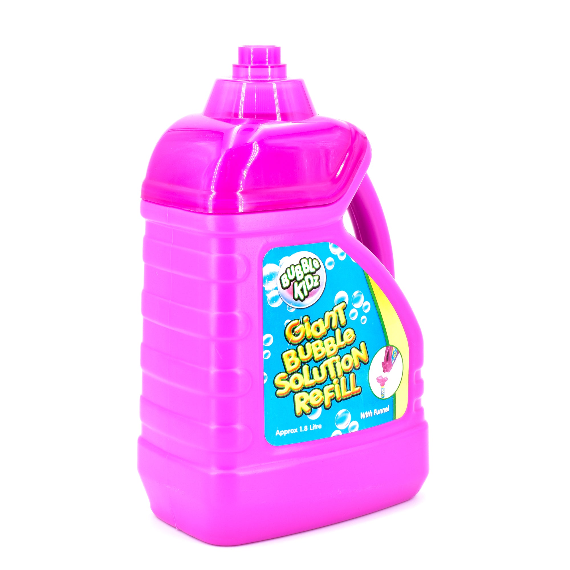 Bubble Kidz 1.8 Litre Bubble Mixture Liquid Solution Refill Bottle with Pouring Funnel