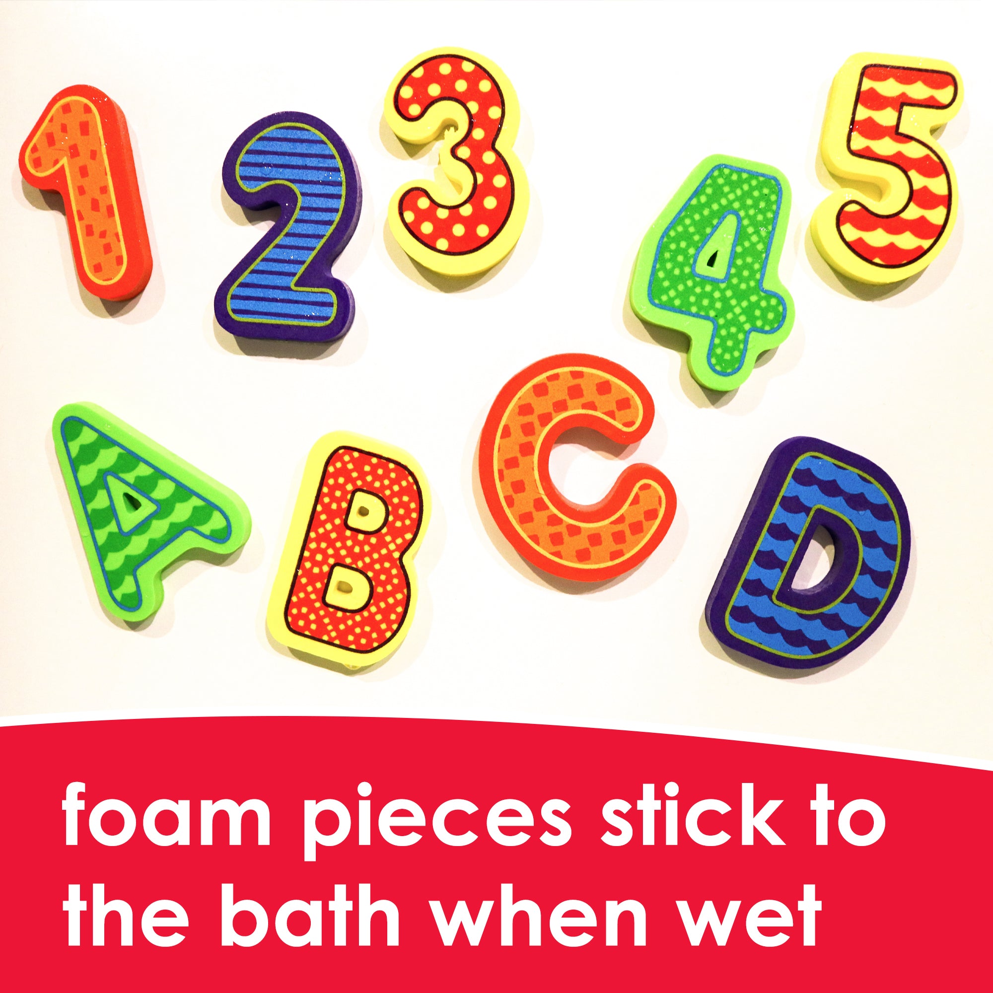 KandyToys 36 Piece Number & Letter Bath Toys in Hanging Bag | Baby Bath Toys