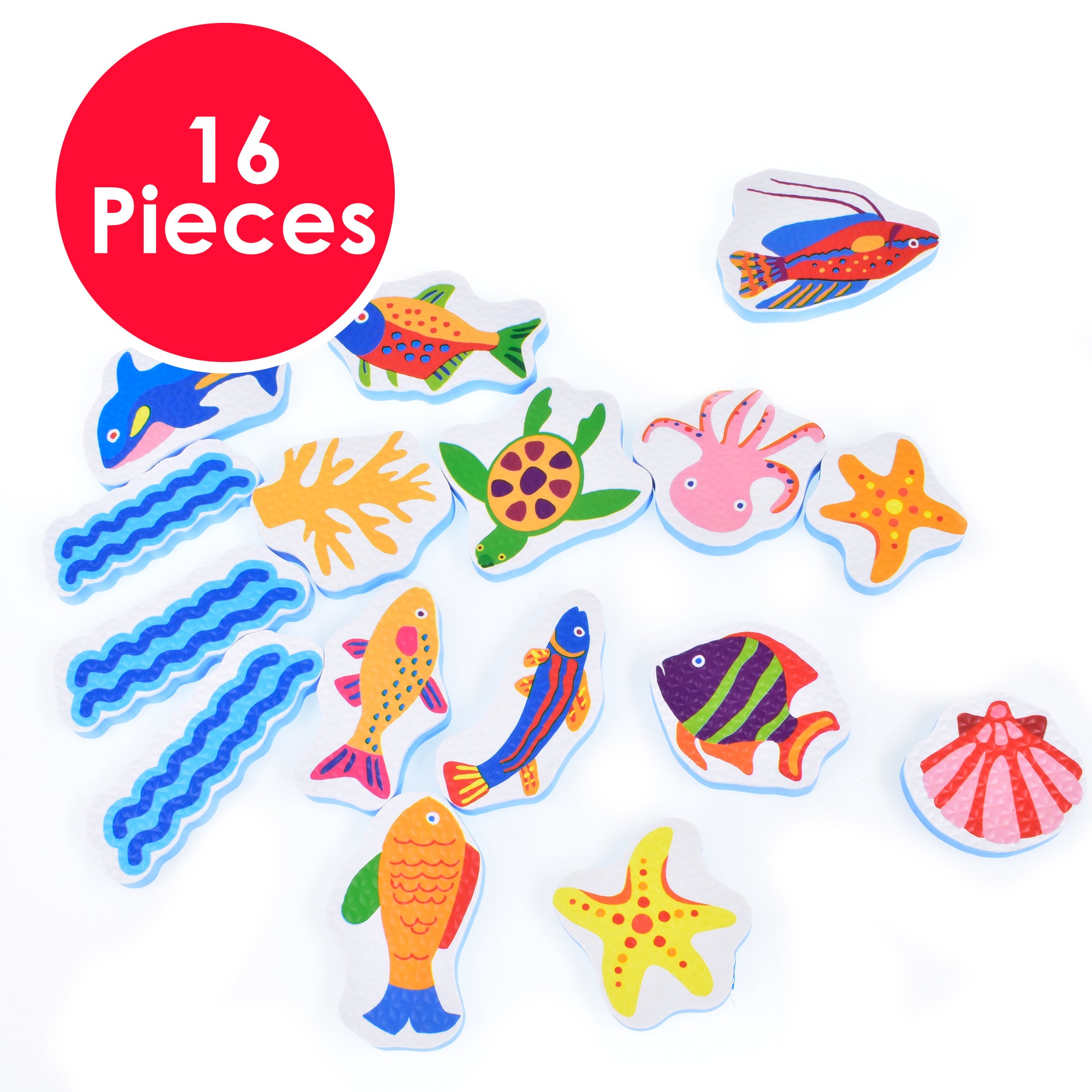 KandyToys 16 Piece Sea Animals Vehicle Bath Toys in Hanging Bag | Baby Bath Toys