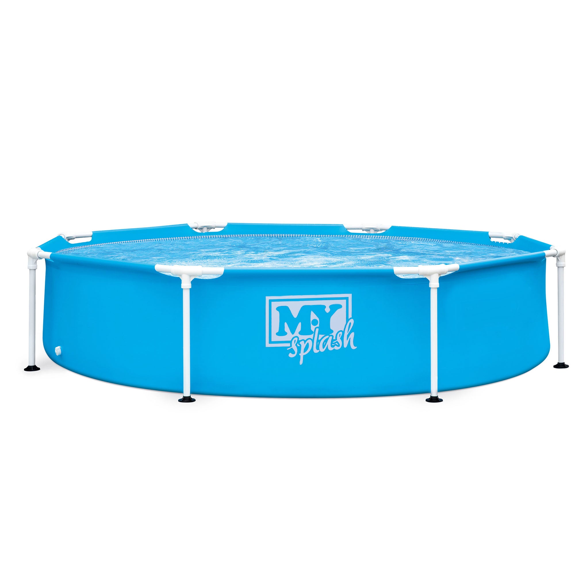 M.Y Splash 8ft x 26in Metal Frame Swimming Pool 8ft Swimming Pool with Protective Floor Mat Set