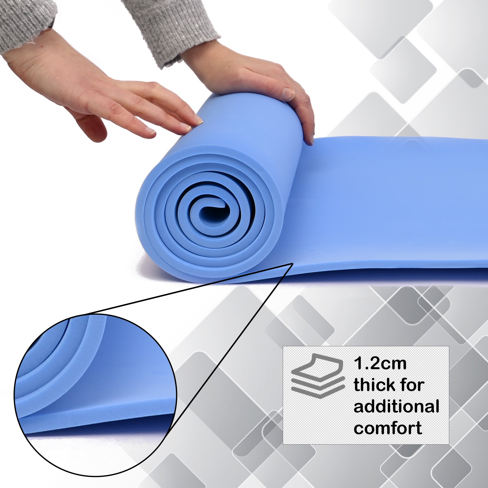 Out There! 180cm Multi Purpose Roll Mat Non Slip Exercise Mat with Carry Straps suitable as Camping Mat Exercise Mat