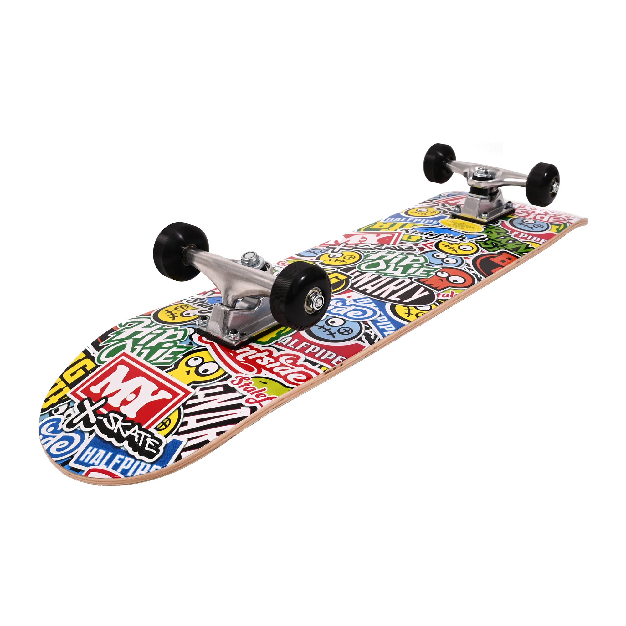 M.Y X-Skate Complete Skateboard 31" Double Kick Beginner Skateboard for Kids Teenagers & Adults 7 Ply Maple Deck ABEC 7 Bearings for tricks and skateparks