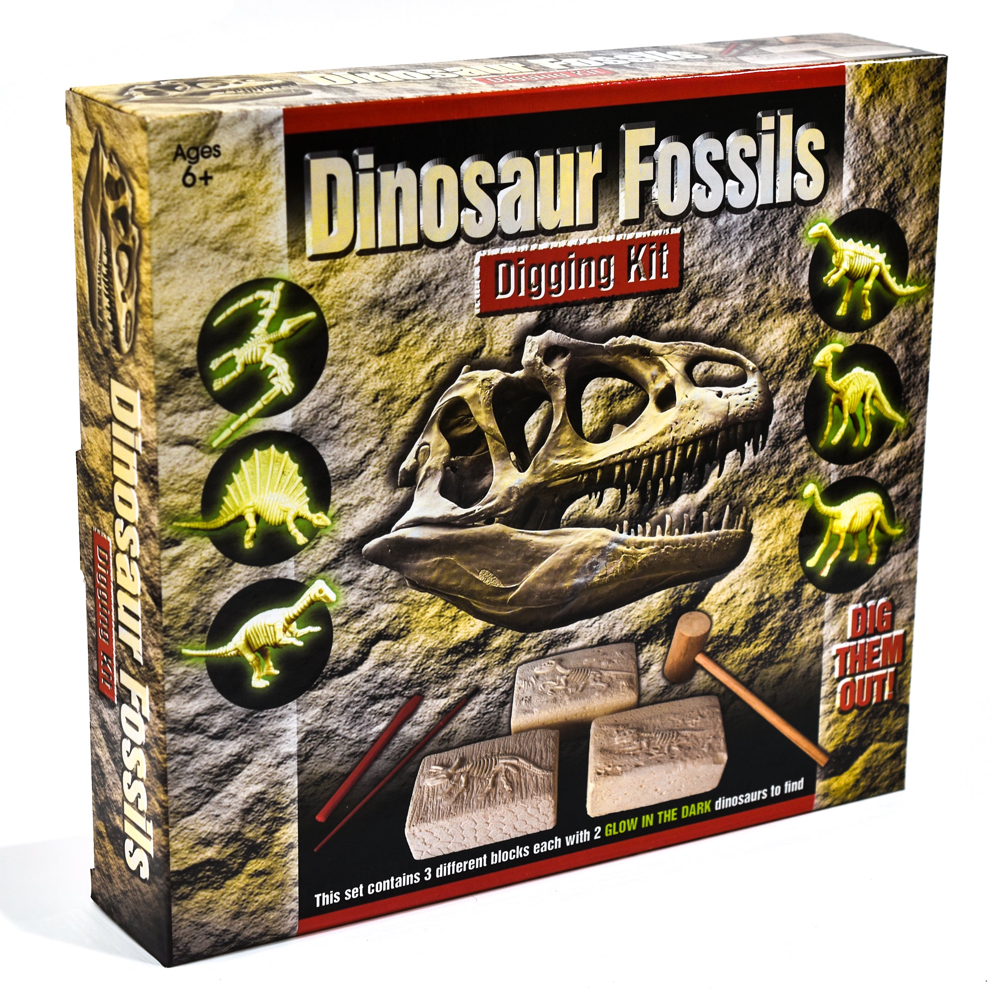 Dinosaur Fossils Digging and Excavation Kit | Dig Out Your Own Glow in The Dark Skeleton | History Science Kit | Gift For Kids