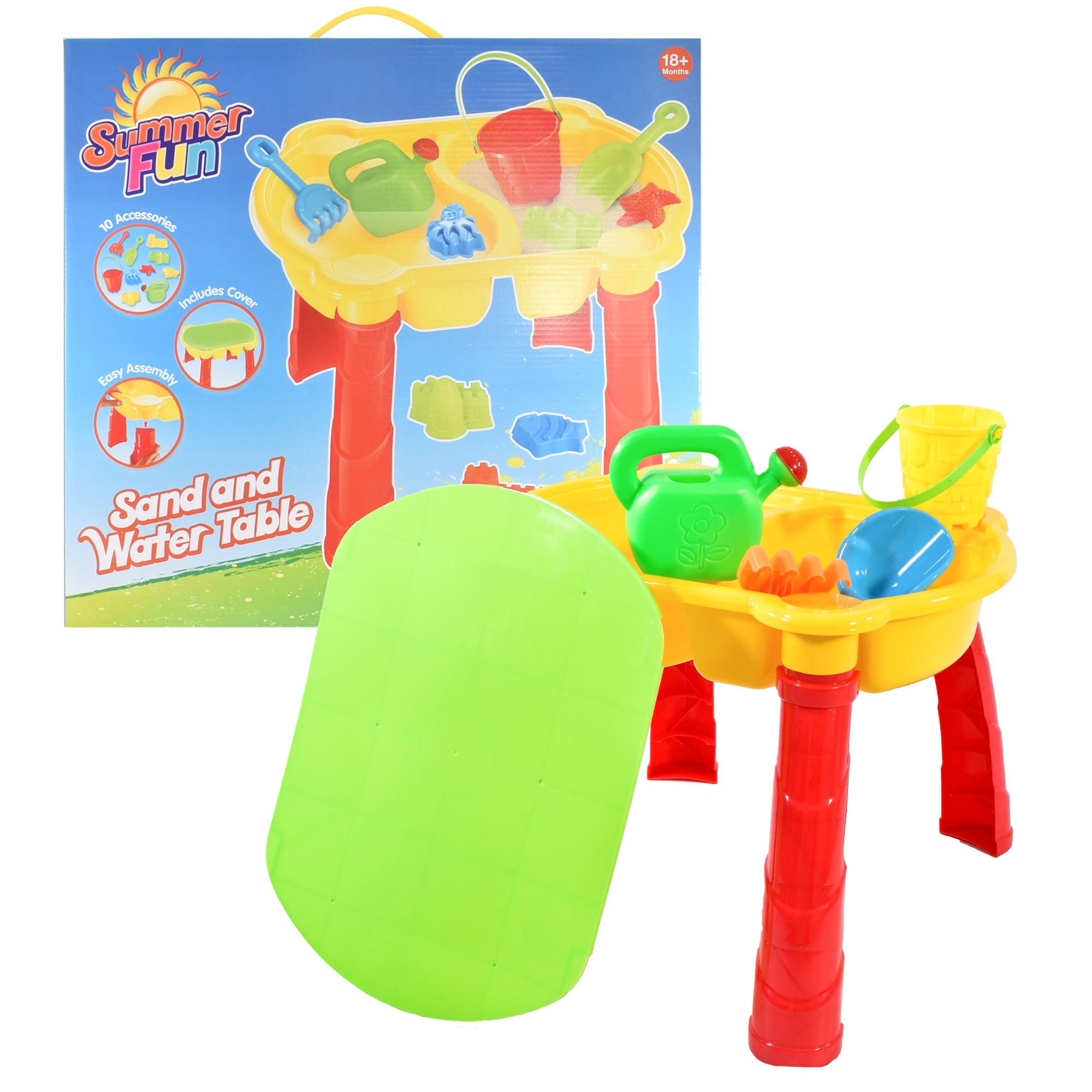 KandyToys Sand and Water Table with Accessories - Kids Outdoor Play Garden Sandpit