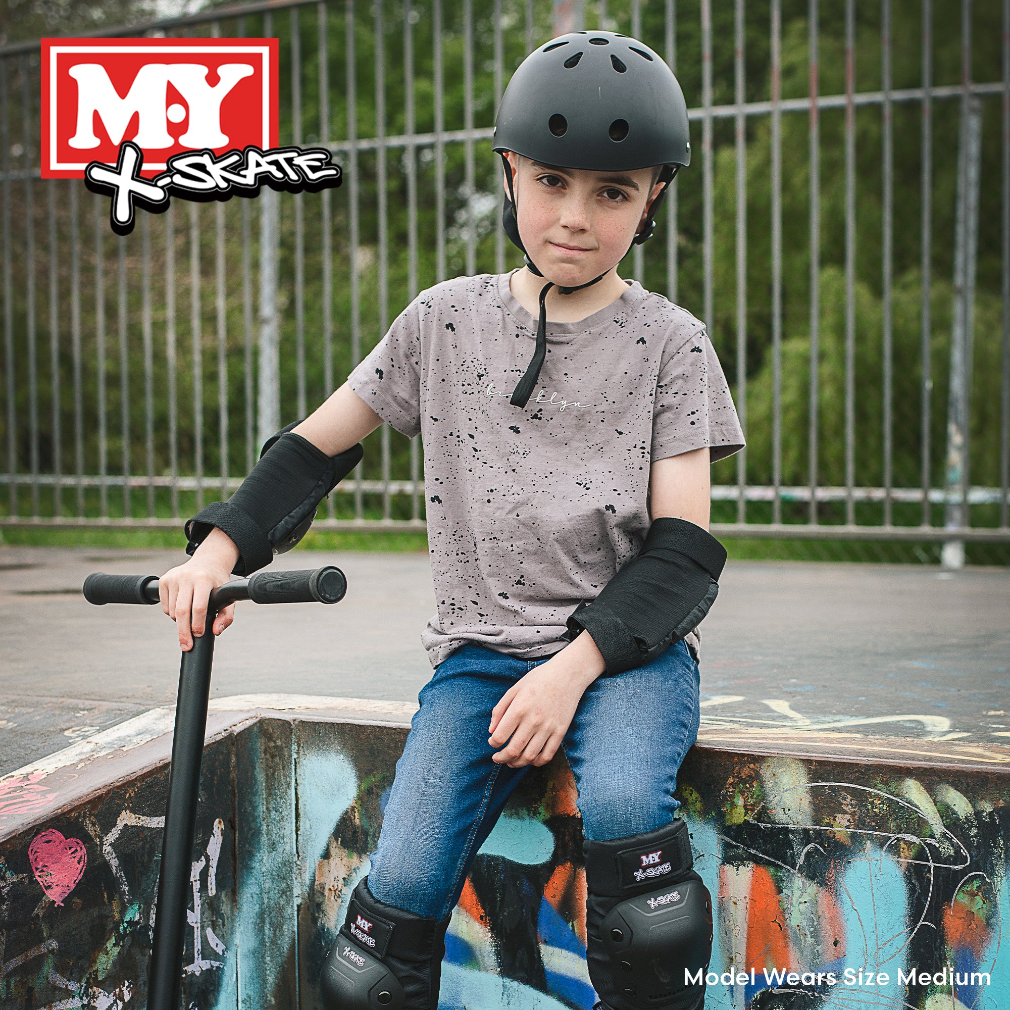 M.Y X-Skate Black Adjustable Junior Skate Helmet For BMX Cycling Scooter Skateboarding