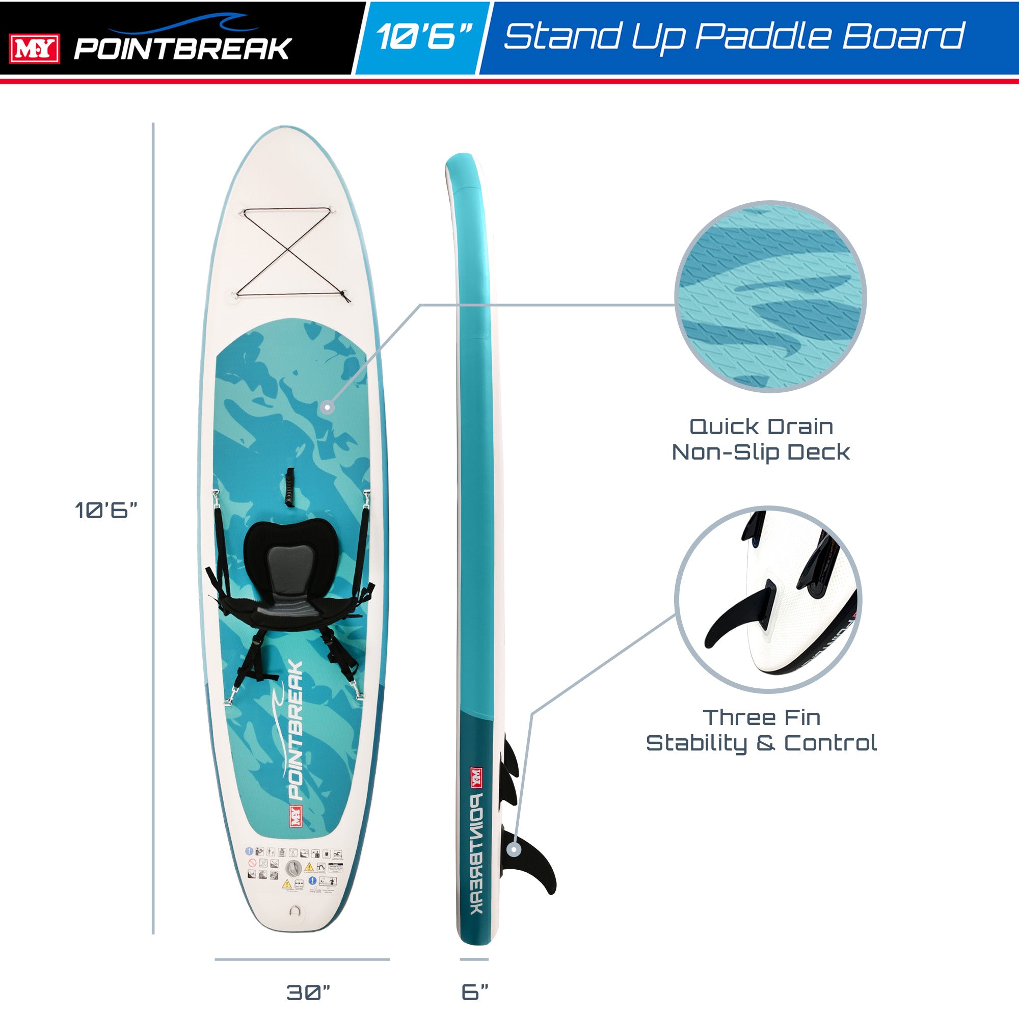 M.Y PointBreak Paddle Boards with Kayak Seat Conversion Kit