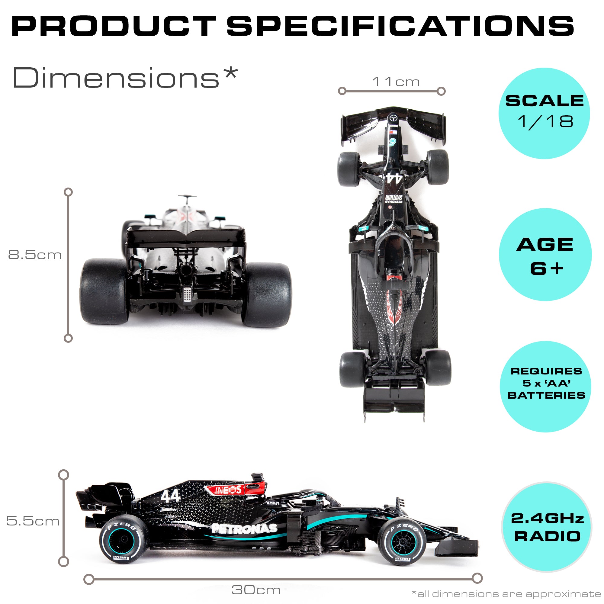 Remote Control Mercedes Benz AMG W11 EQ Performance F1 Car | 1:18sc R/C Model | Official Licensed Mercedes Benz Model | Rc Car | By KandyToys
