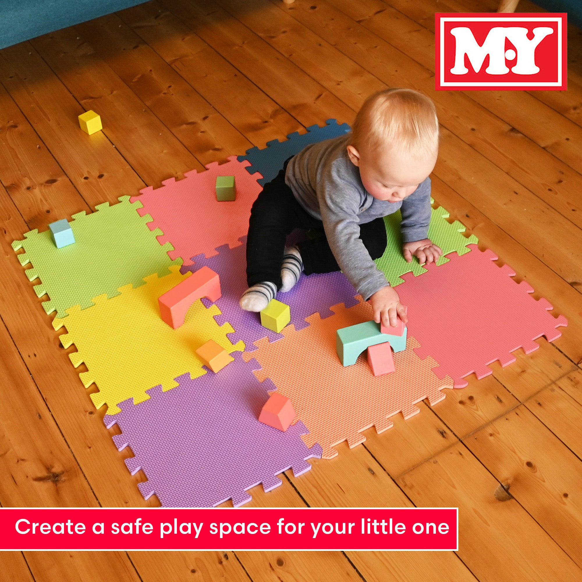 M.Y Interlocking Foam Play Mats - Thick Multi Colour Soft EVA Baby Floor Tile Puzzle Mat