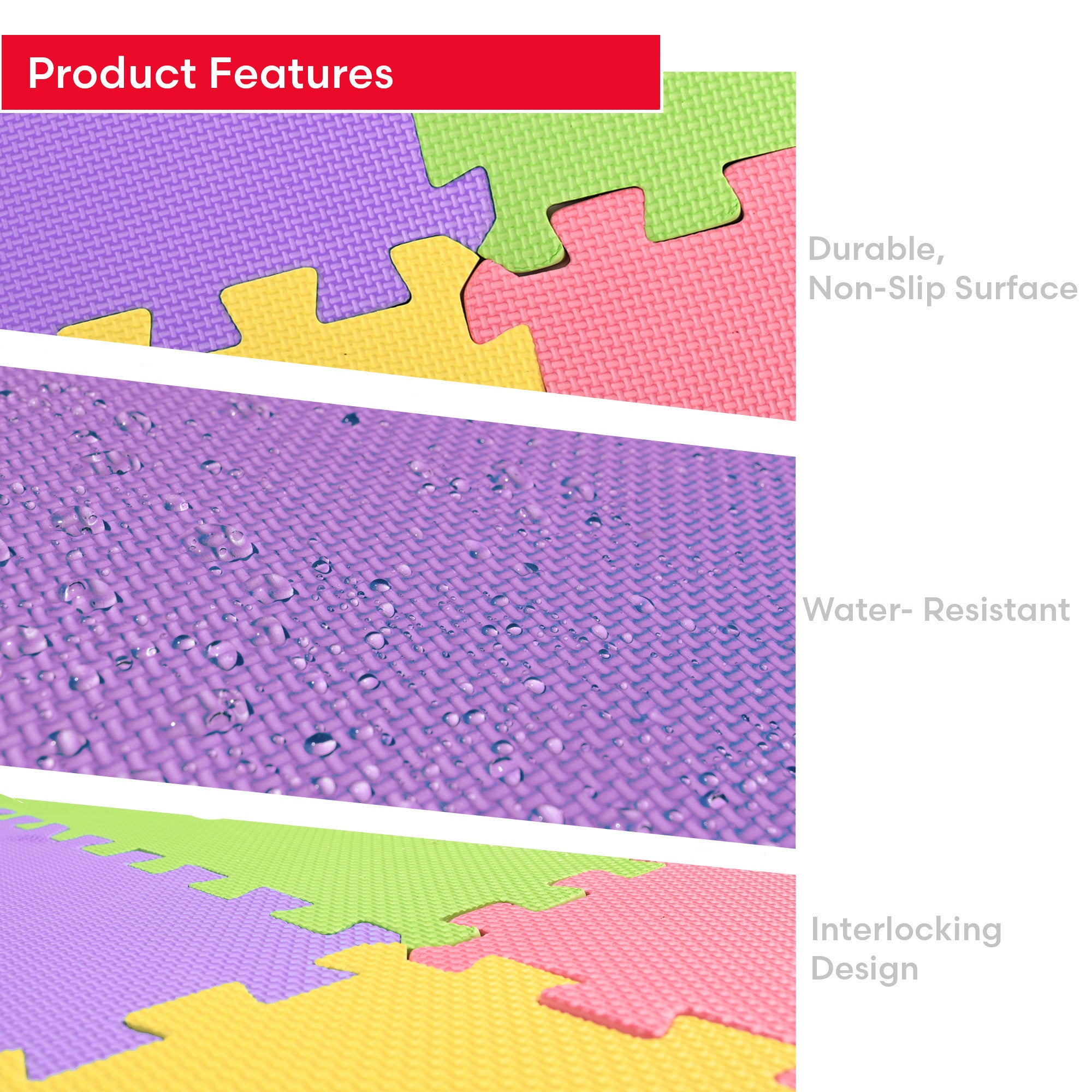 M.Y Interlocking Foam Play Mats - Thick Multi Colour Soft EVA Baby Floor Tile Puzzle Mat