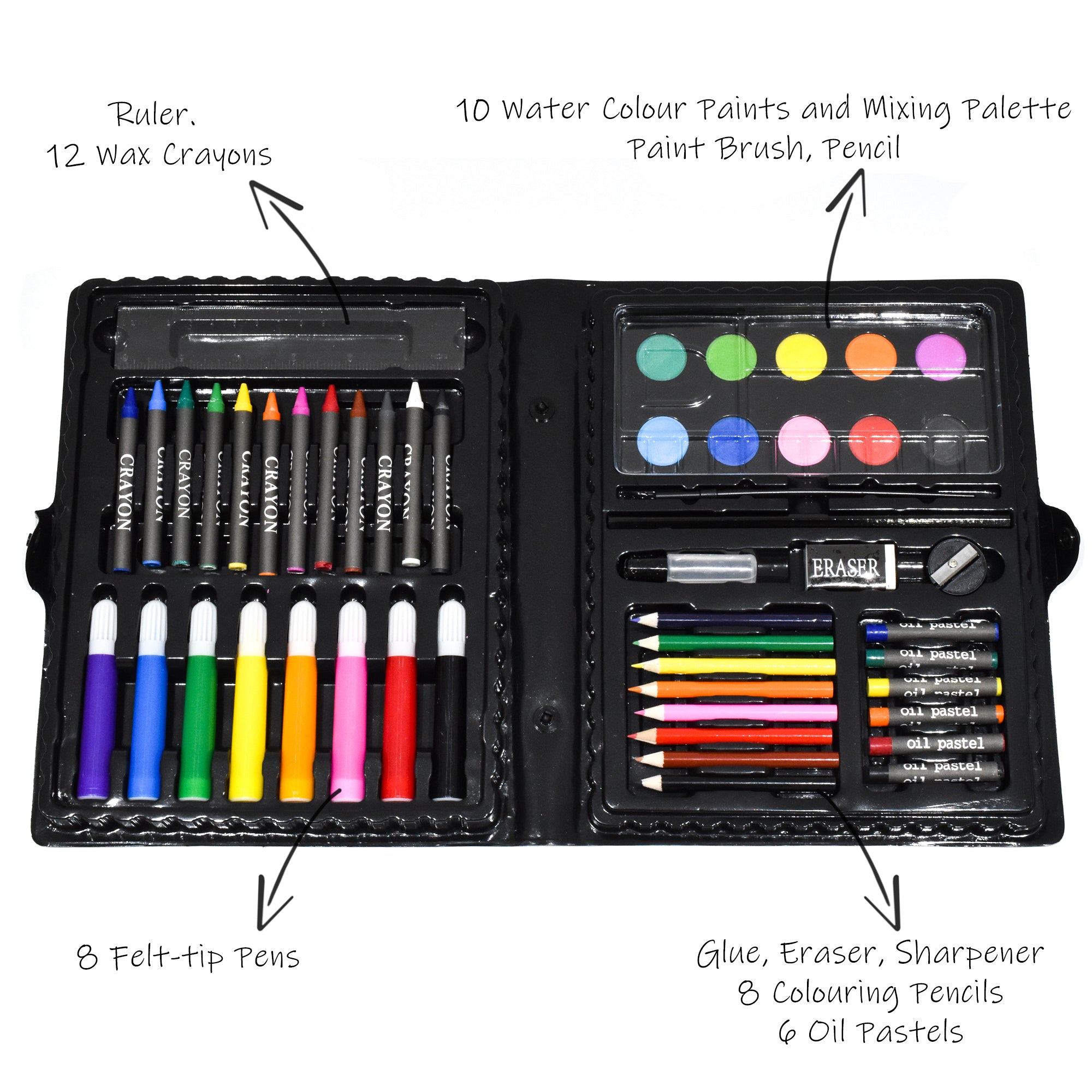 Kreative Kids Craft and Art Set - Kids Colouring Kit with Crayons and Watercolour Paint