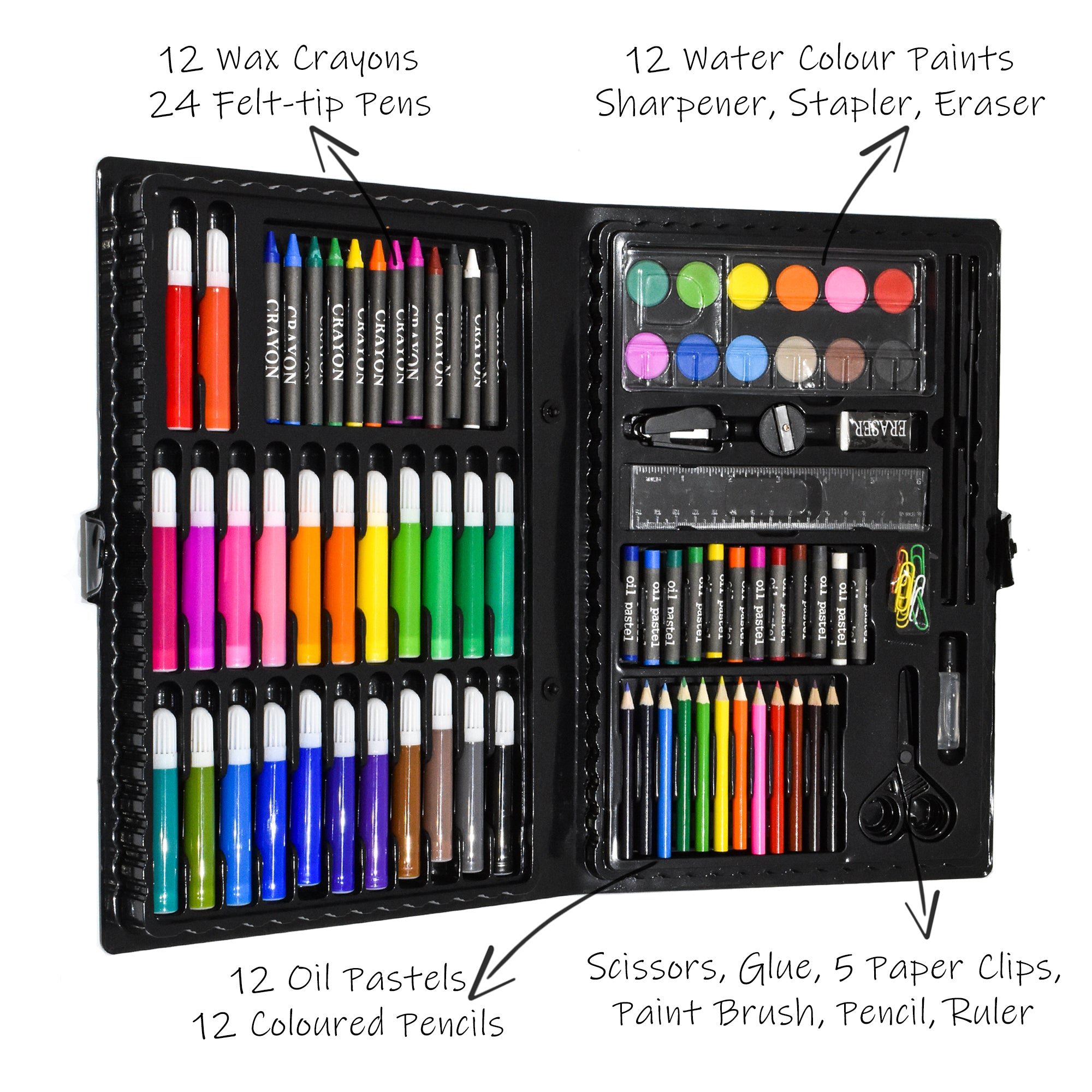 Kreative Kids Craft and Art Set - Kids Colouring Kit with Crayons and Watercolour Paint