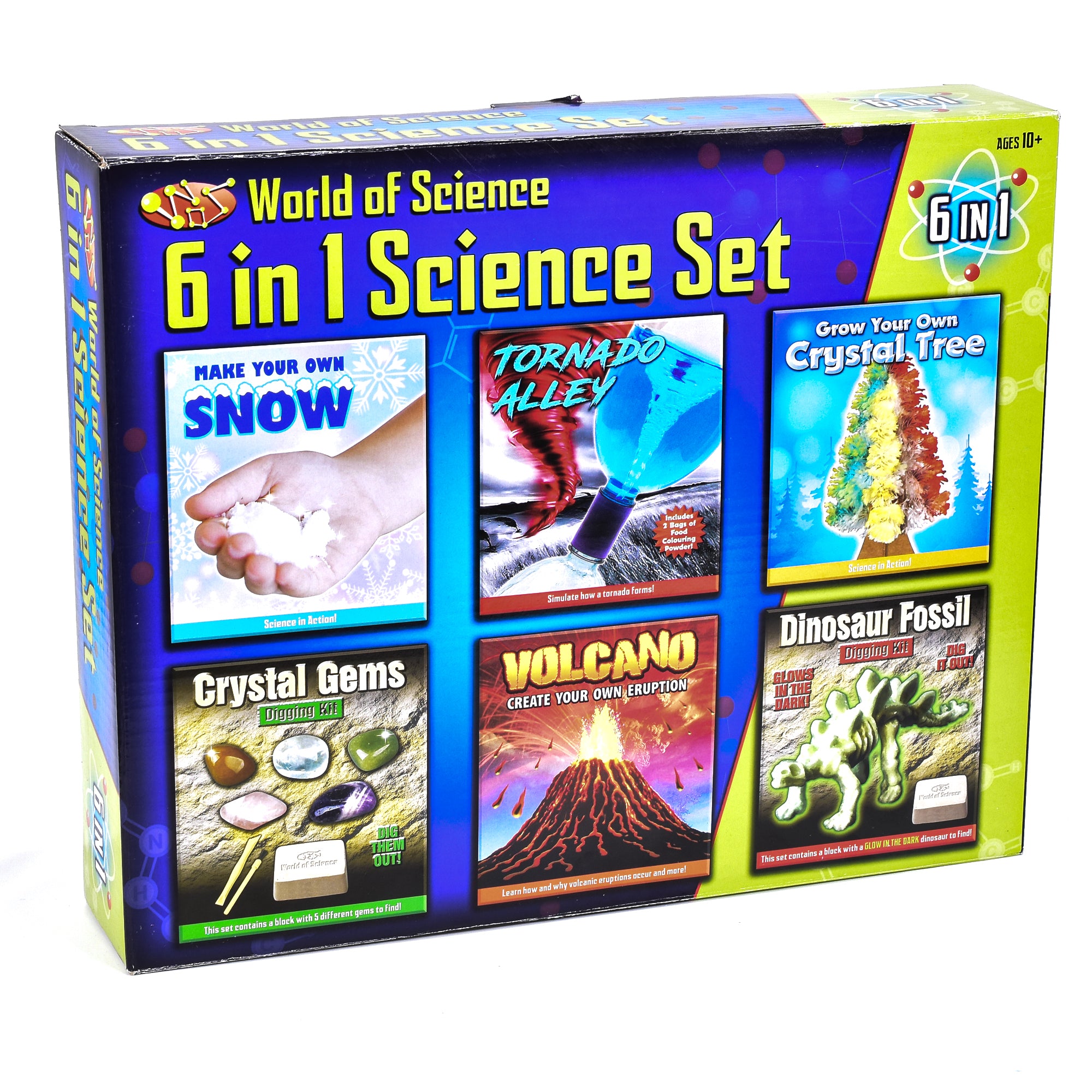 KandyToys 6-in-1 Science Kit | Make Your Own Volcano, Grow Crystal Gems, Dig For Dinosaurs and More! | Science Set