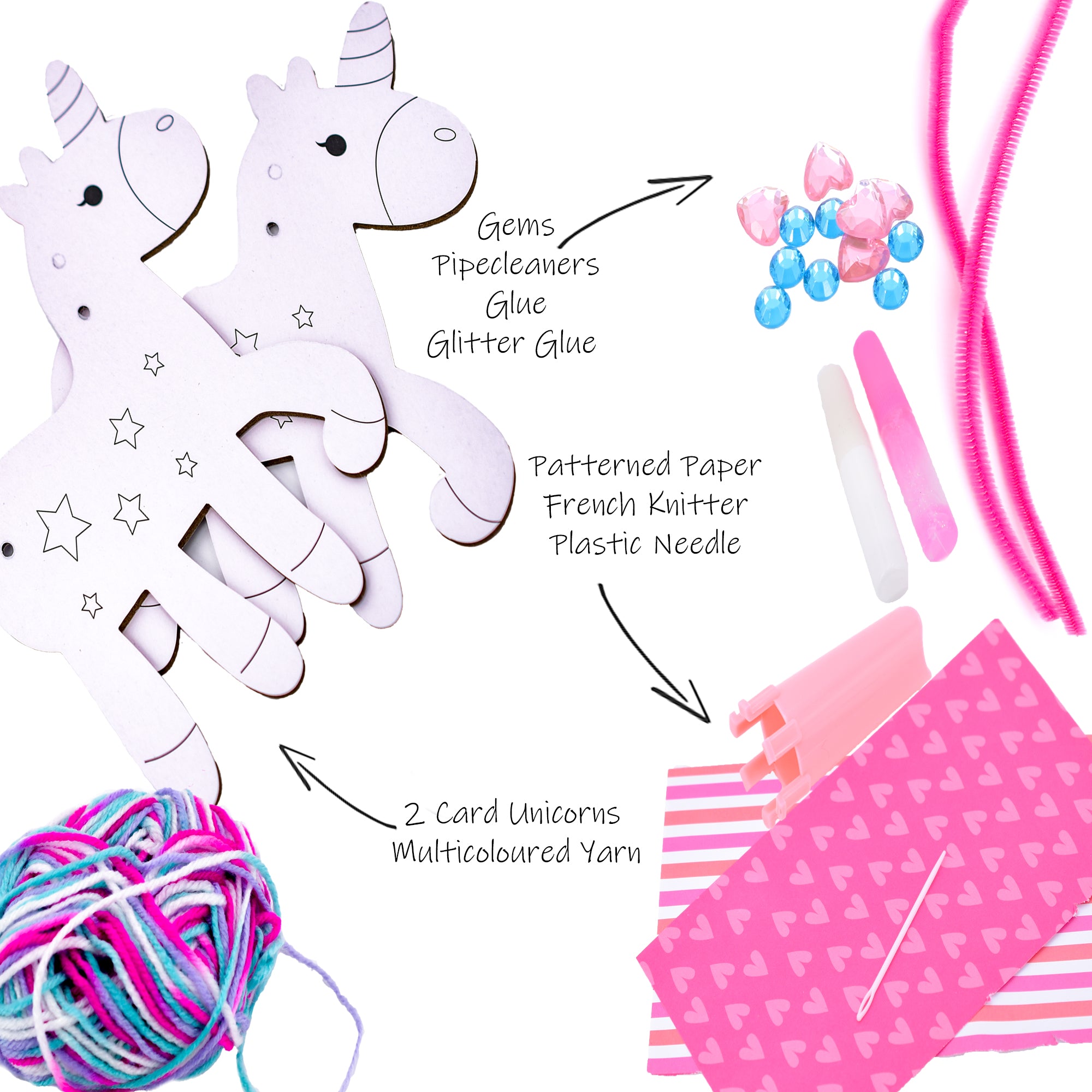 Kreative Kids Make Your Own Card Unicorns | Kid's Craft Kit including Pipe Cleaners Gems Decorative Paper and Glitter Gel